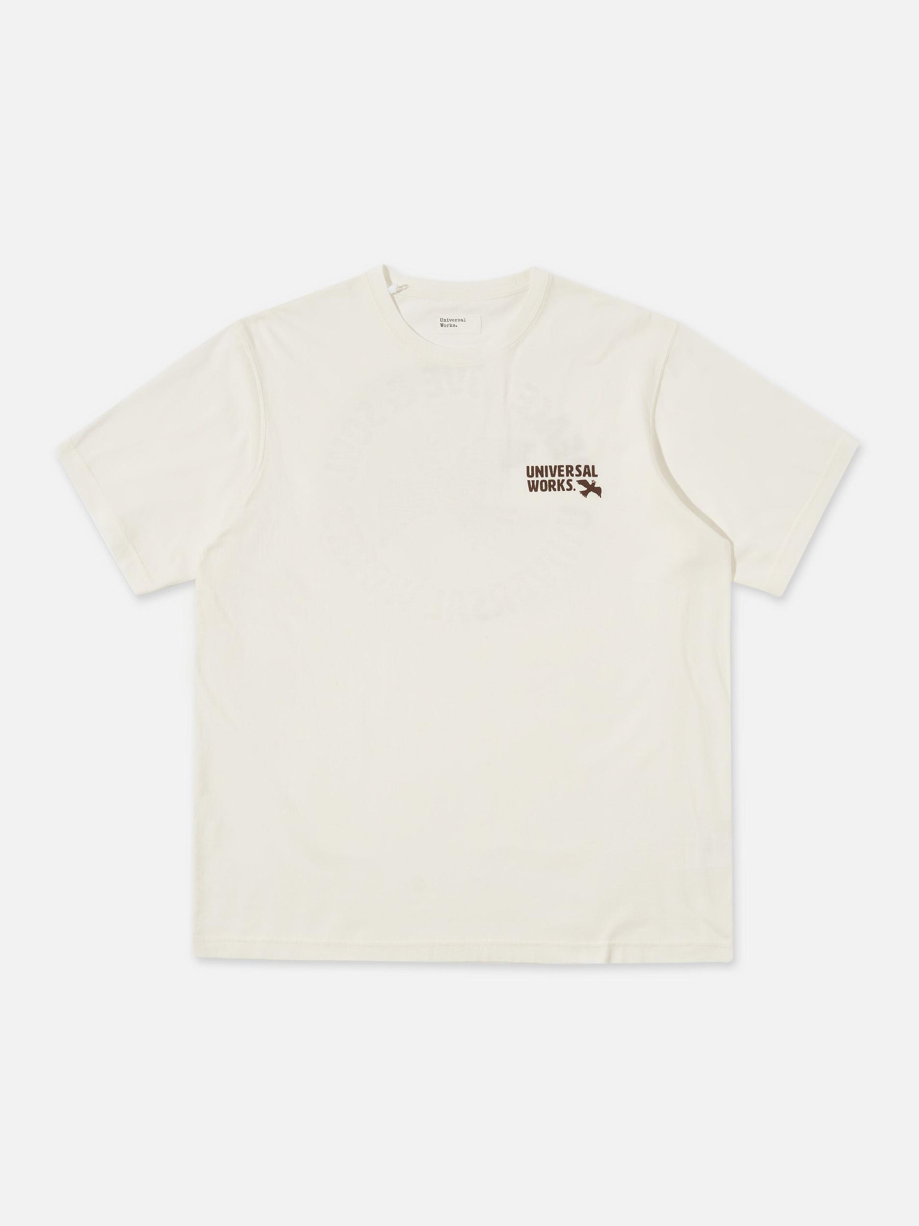 Universal Works 'Peace, Love & Soul' Print Tee in Ecru Single Jersey Product Image