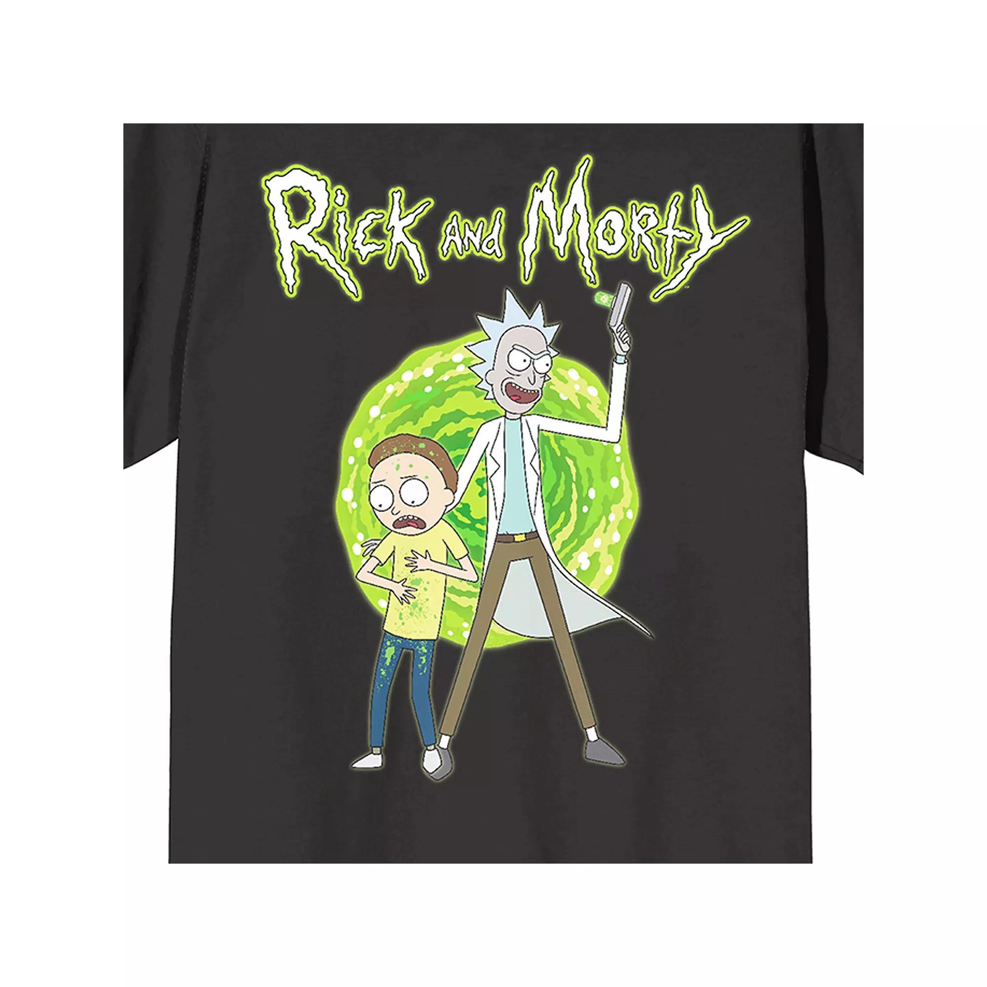 Men's Rick & Morty Portal Art Short Sleeve Graphic T-Shirt, Size: XL, Black Product Image