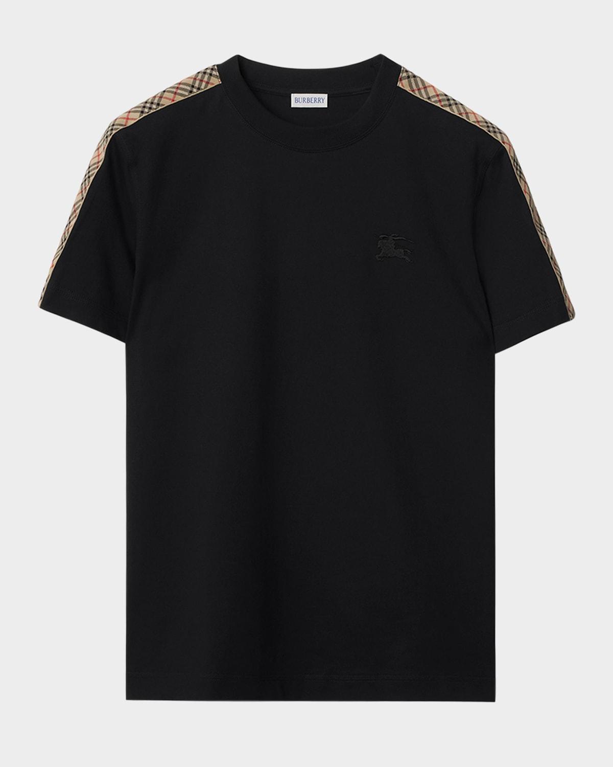 Men's Check-Trim Cotton T-Shirt Product Image