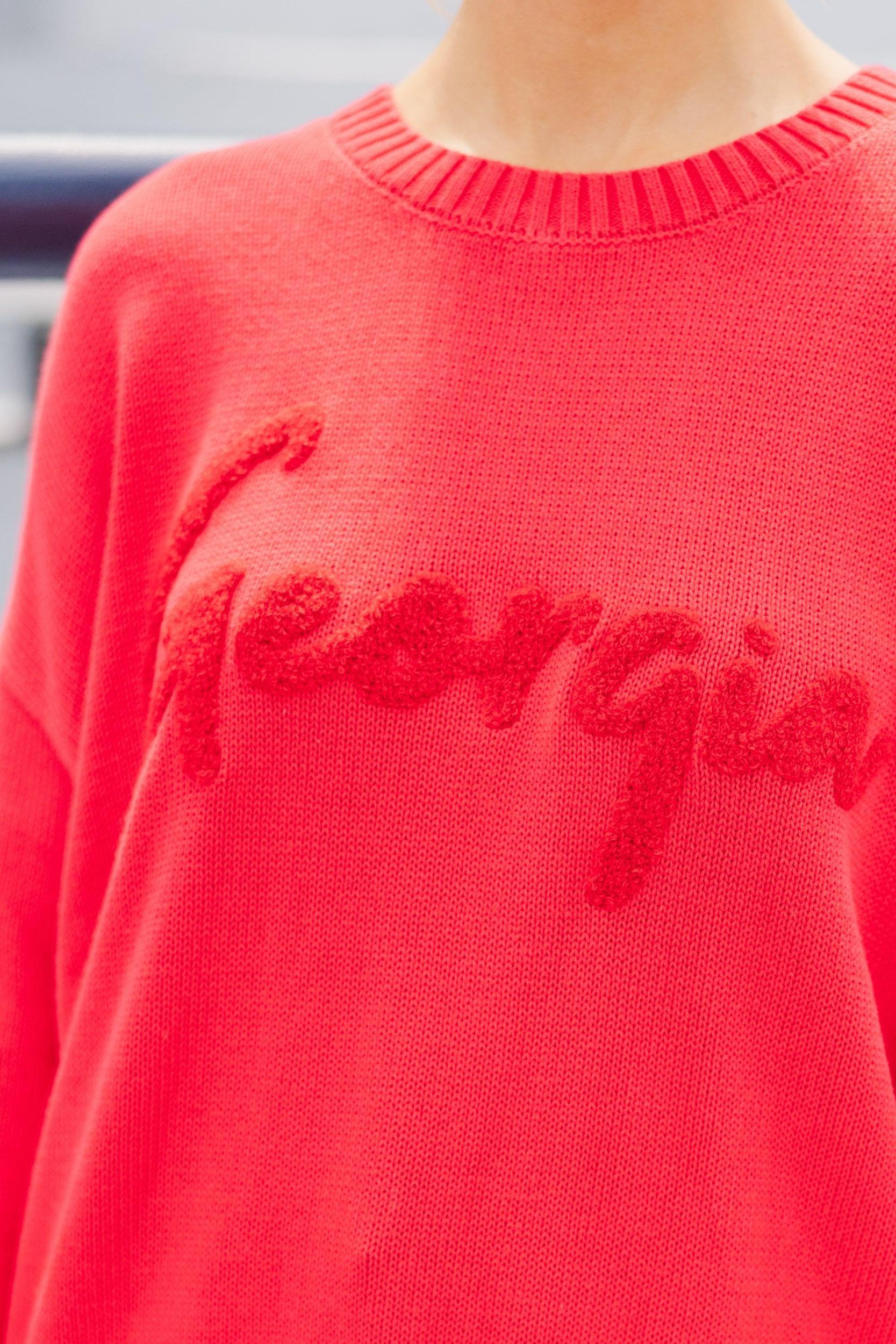 It's A Win Red Georgia Script Sweater Female Product Image
