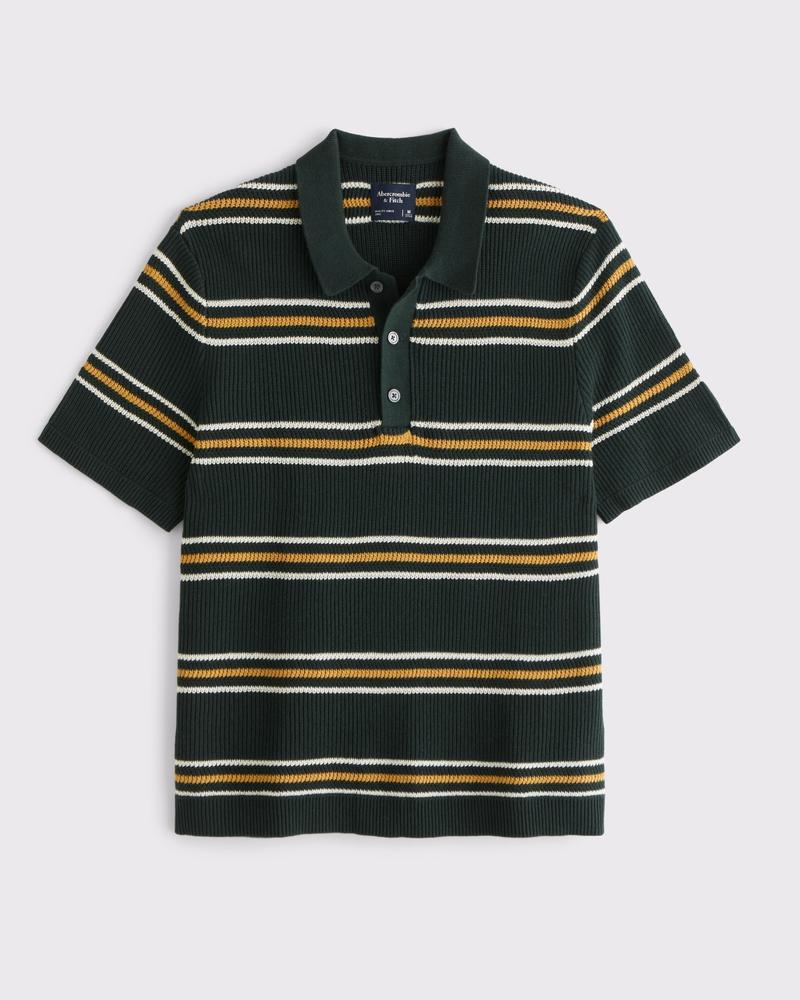 Striped 3-Button Sweater Polo Product Image