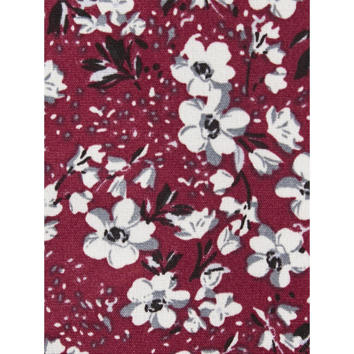 Plus Size Burgundy Floral Lantern Sleeve Arc Hem V Neck Blouse Women Elegant Long Sleeve V-neck Dailywear Blouses BloomChic 28/5X Product Image