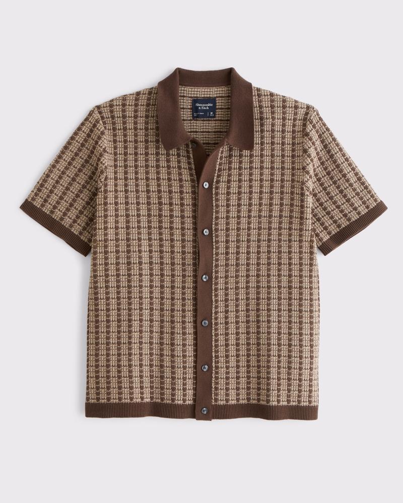 Contrasted Stitch Button-Through Sweater Polo Product Image