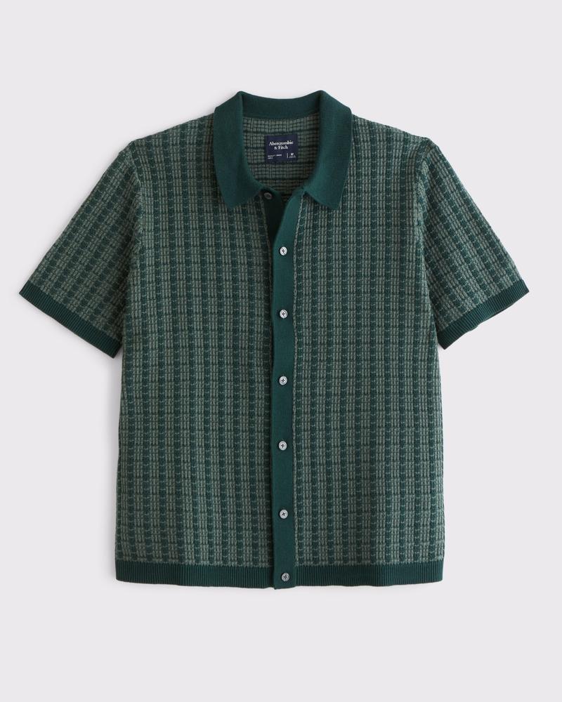 Contrasted Stitch Button-Through Sweater Polo Product Image