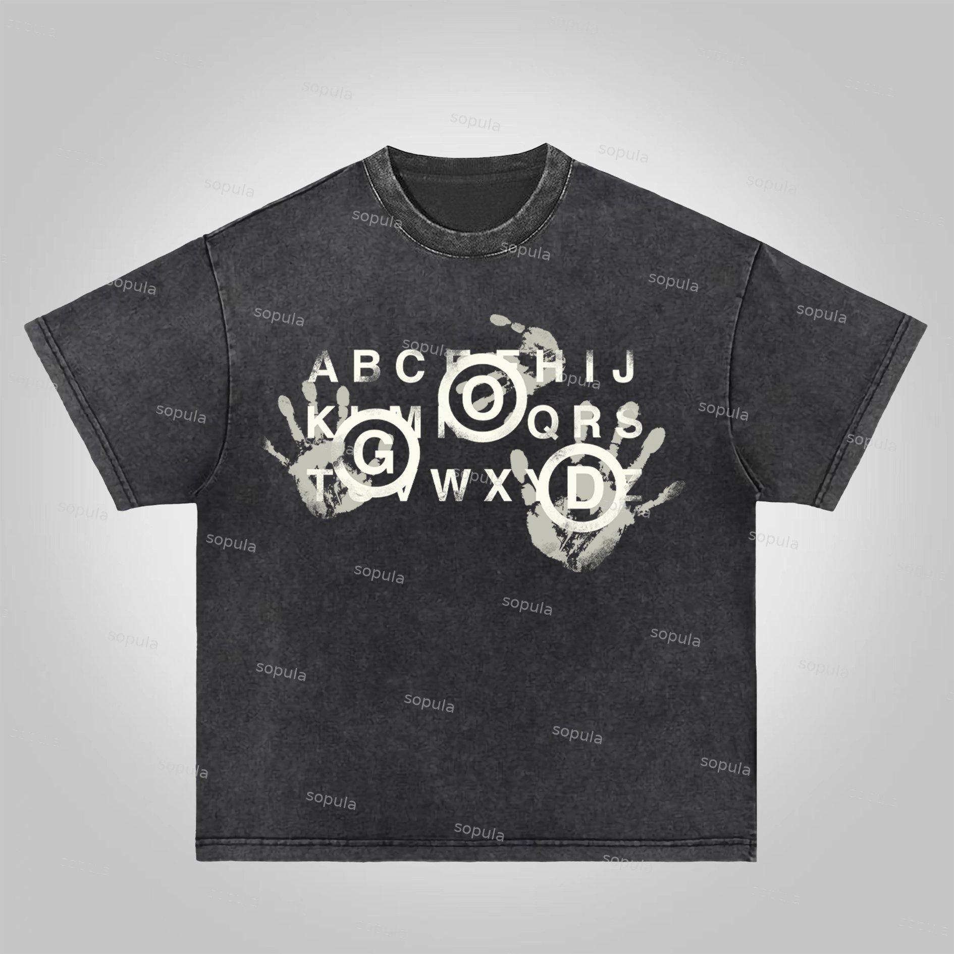Sopula Only God Makes The Old Alphabet Palm Figure Acid Washed T-Shirt Product Image