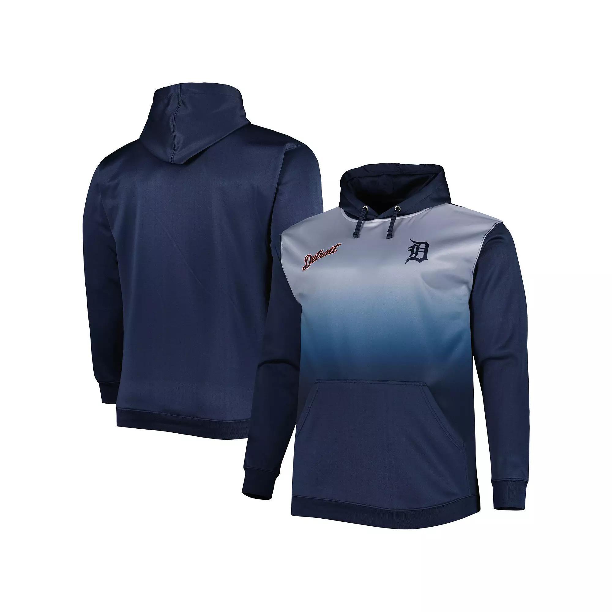 Men's Navy Detroit Tigers Fade Sublimated Fleece Pullover Hoodie, Size: 2XLT, Blue Product Image