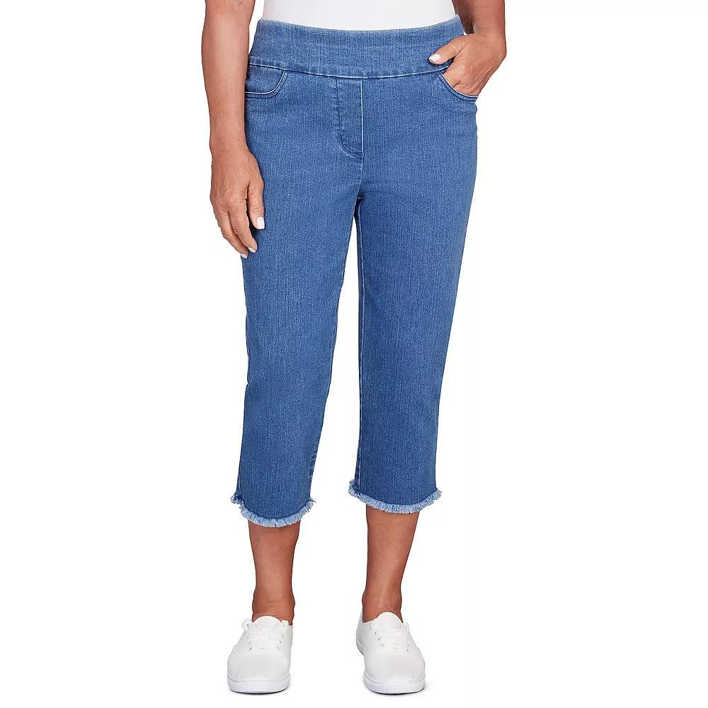 Womens Alfred Dunner Denim Fringe Capri Pants Medium Blue Product Image