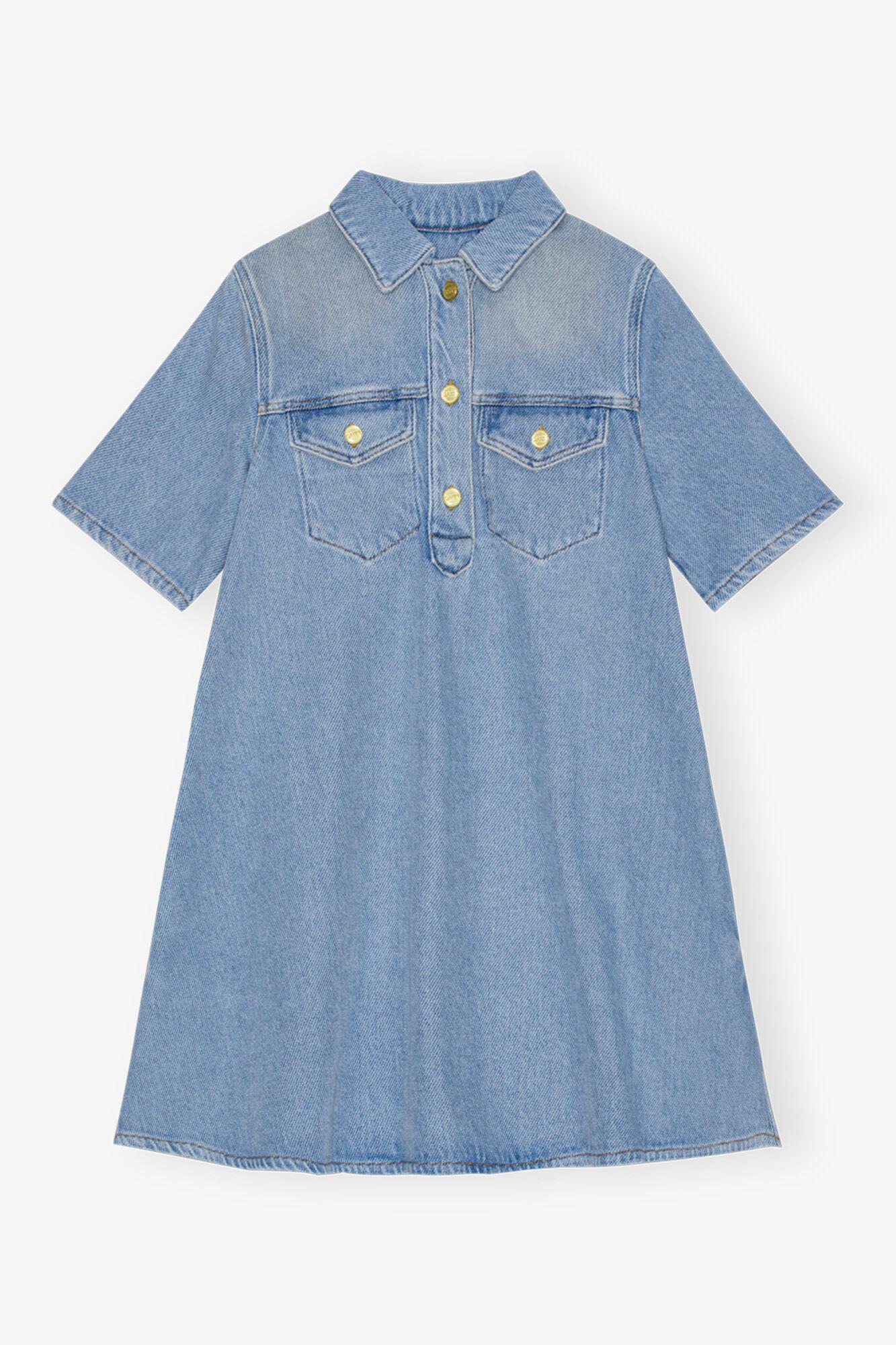 Light Blue Denim Mini Dress Product Image