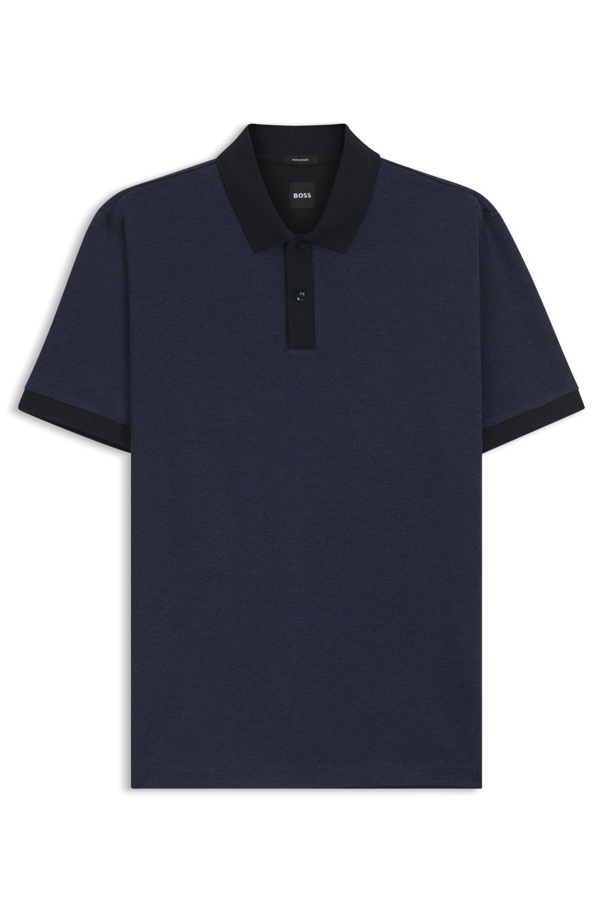 Mercerized-cotton polo shirt with micro pattern Product Image