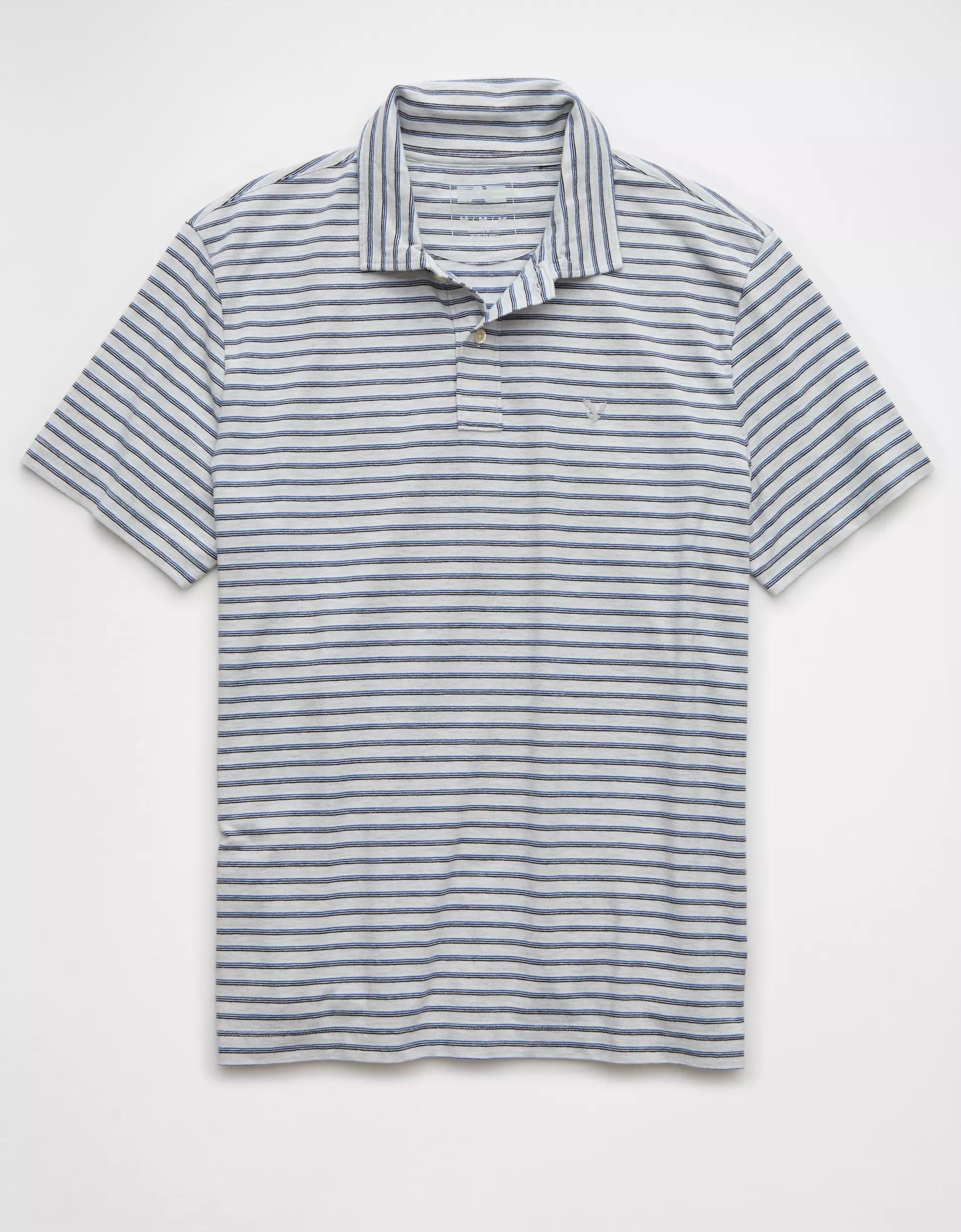 AE 24/7 Club Logo Striped Polo Shirt Product Image