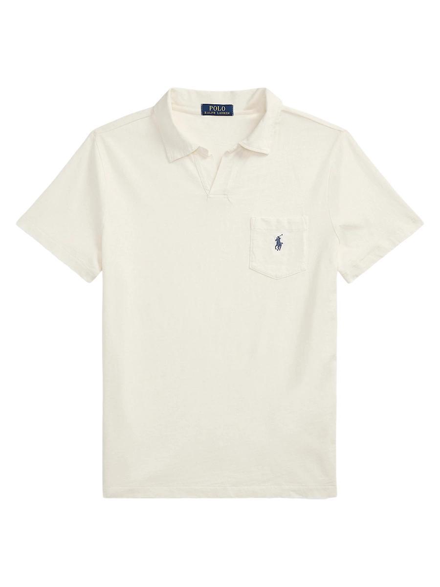 Mens Cotton-Linen Johnny Collar Polo Shirt Product Image