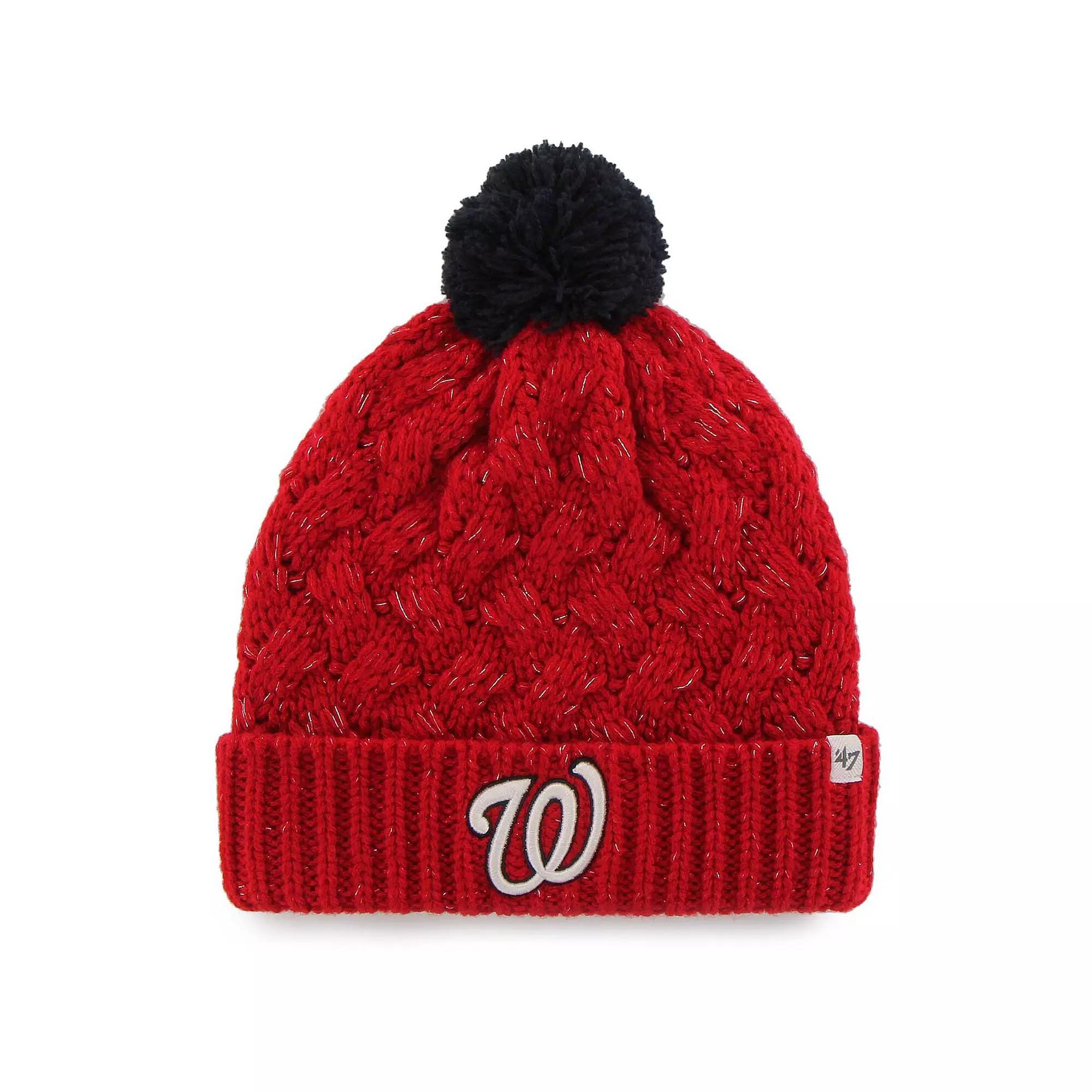 Women's '47 Red Washington Nationals Knit Cuffed Hat with Pom Product Image