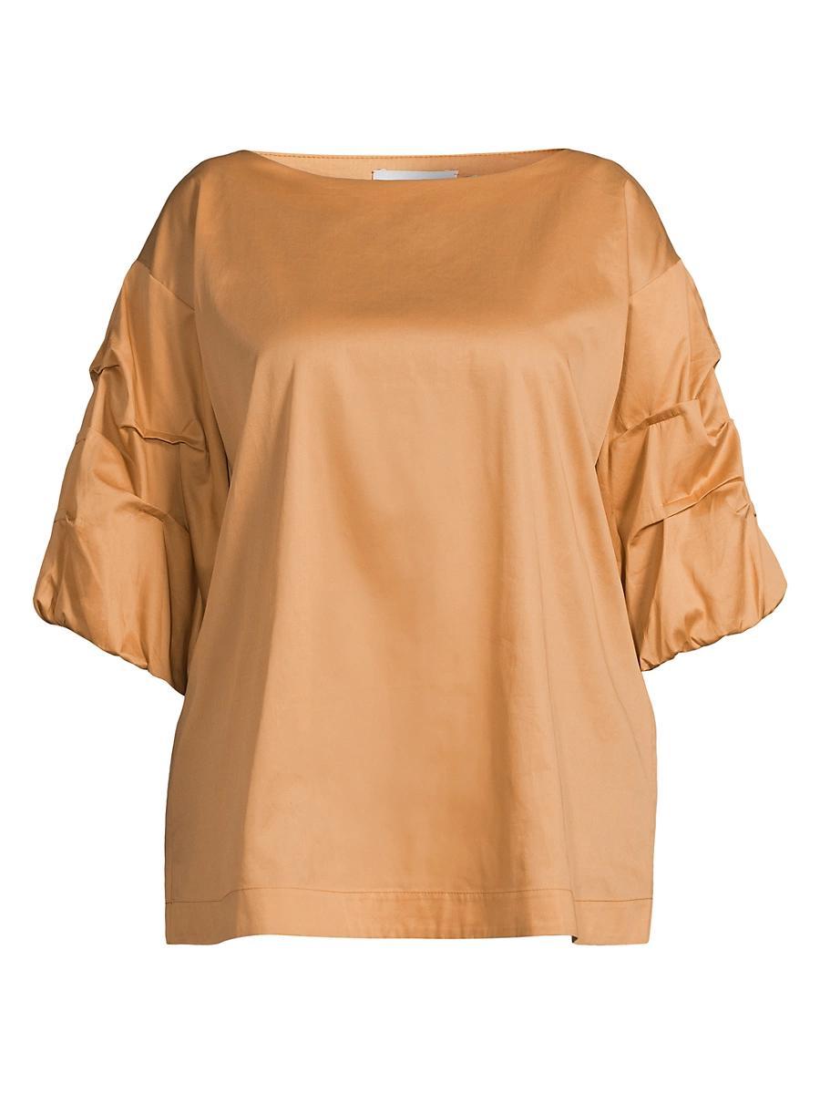Womens Plus Balia Popover Cotton Gathered-Sleeve Blouse Product Image