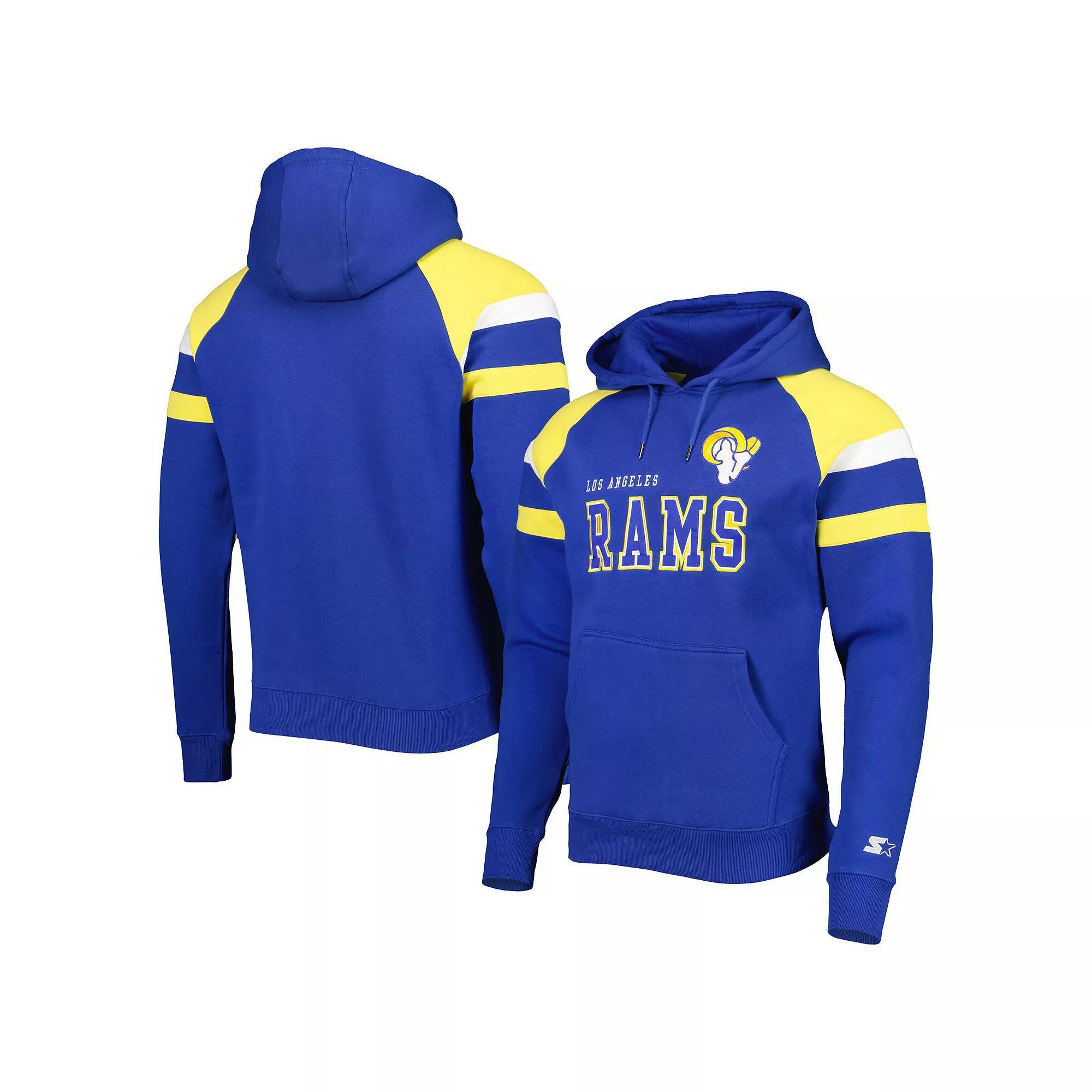 Men's Starter Royal Los Angeles Rams Draft Fleece Raglan Pullover Hoodie, Size: 5XL, Blue Product Image