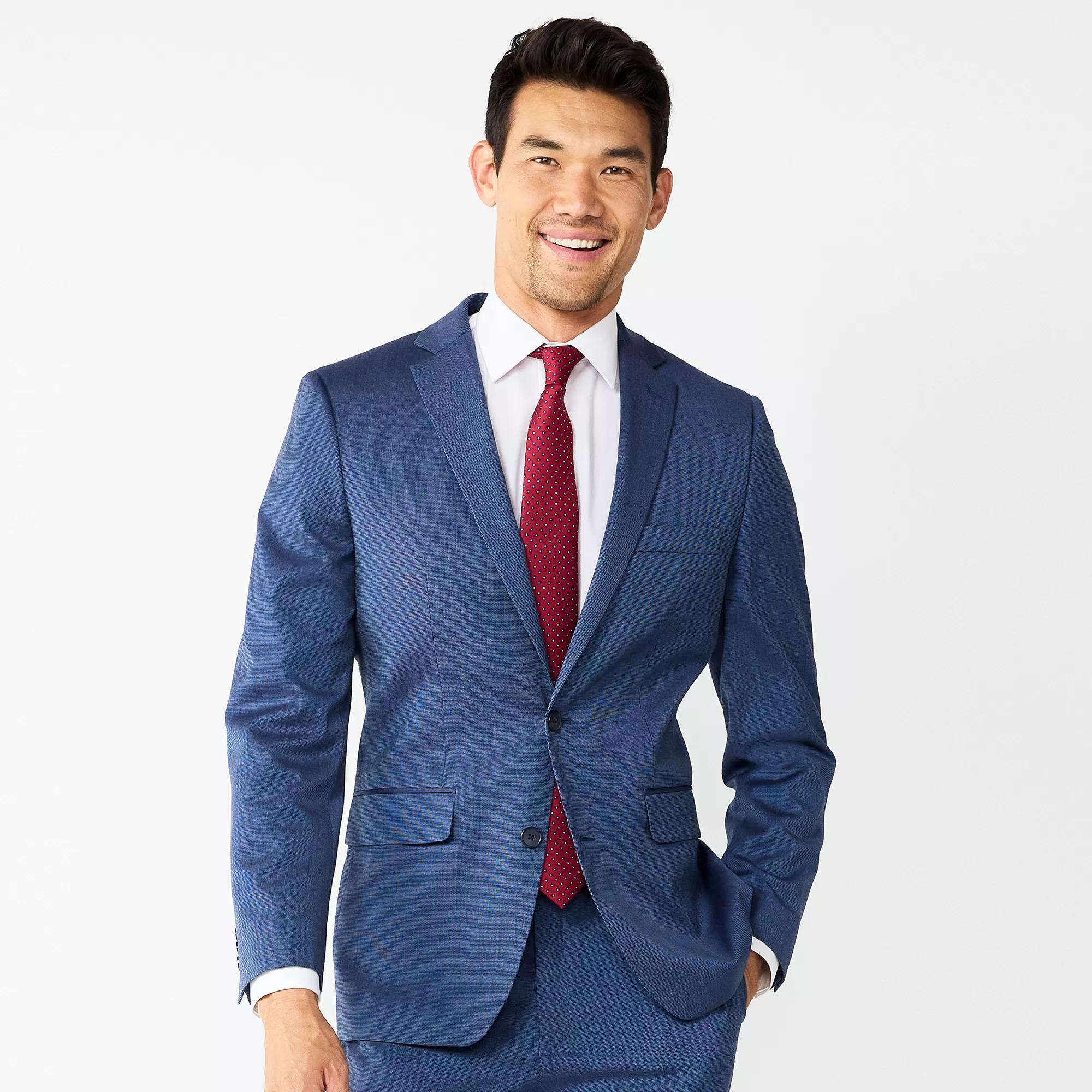 Men's Apt. 9® Premier Flex Performance Slim-Fit Washable Suit Jacket, Size: 44 LONG, Blue Neat Product Image