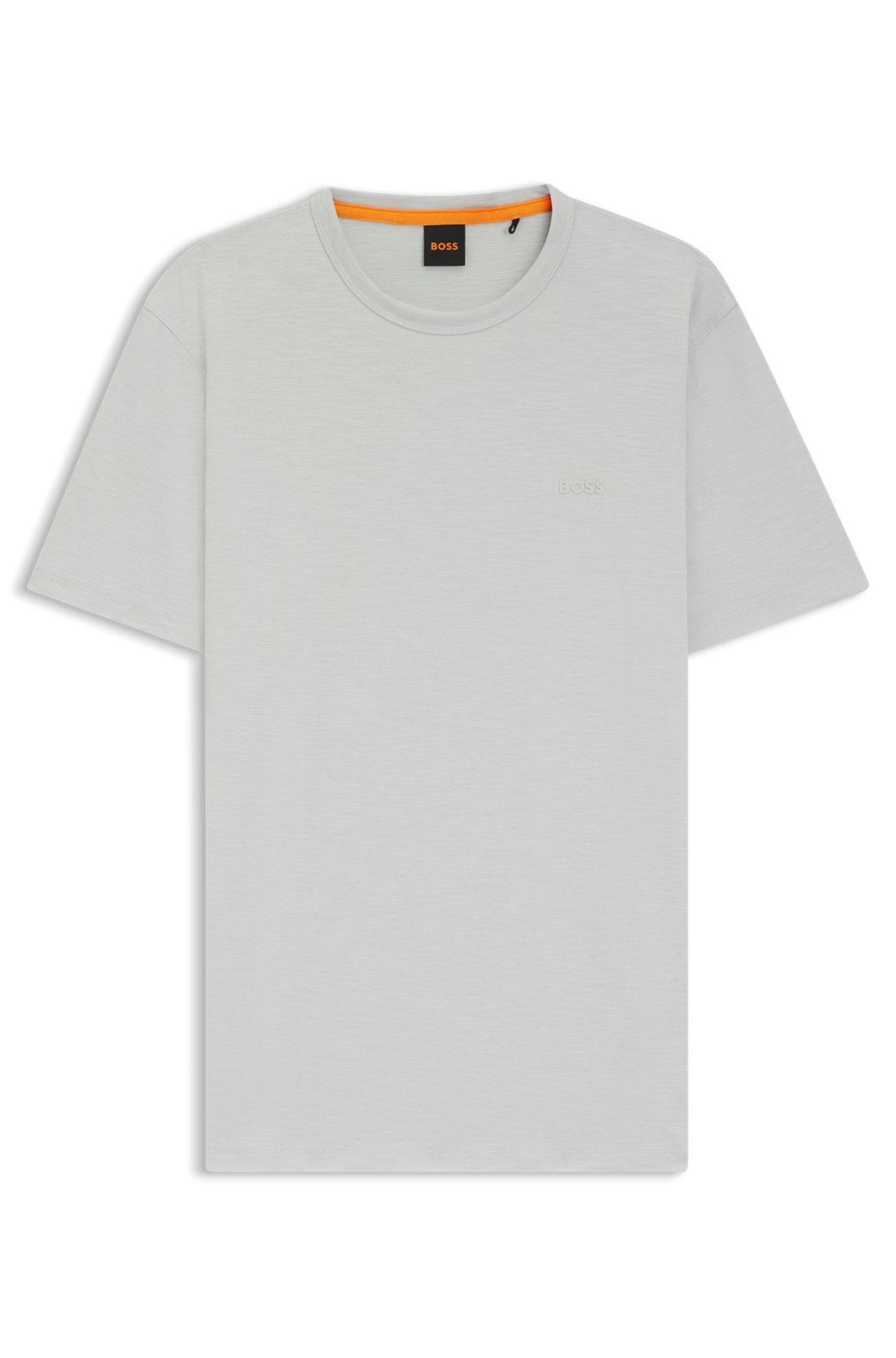 BOSS - Regular-fit T-shirt in cotton with mouline logo - Light Grey Product Image