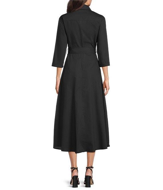 Brave + True Rosellini 3/4 Sleeve Collared Button Front Shirt Maxi Dress Product Image
