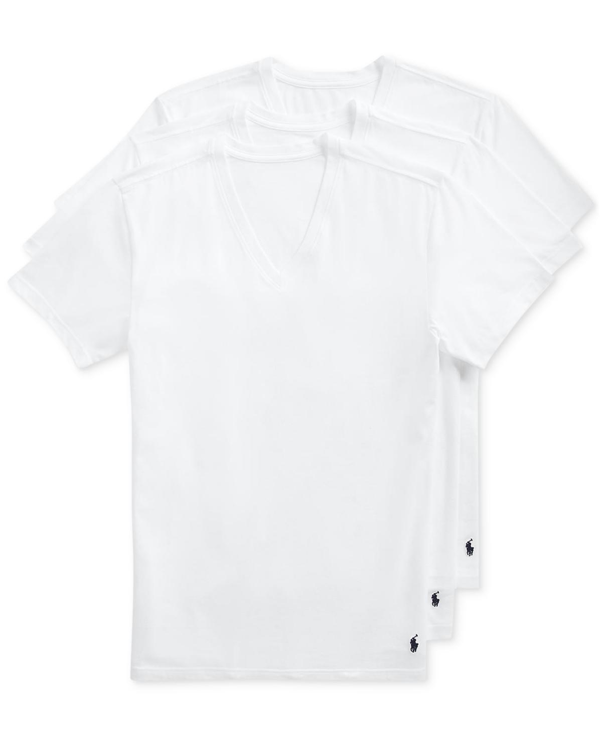 Polo Ralph Lauren Mens 3-Pk. Slim-Fit Stretch V-Neck Undershirts - Polo Black/rl2000 Red/andover Heather Product Image