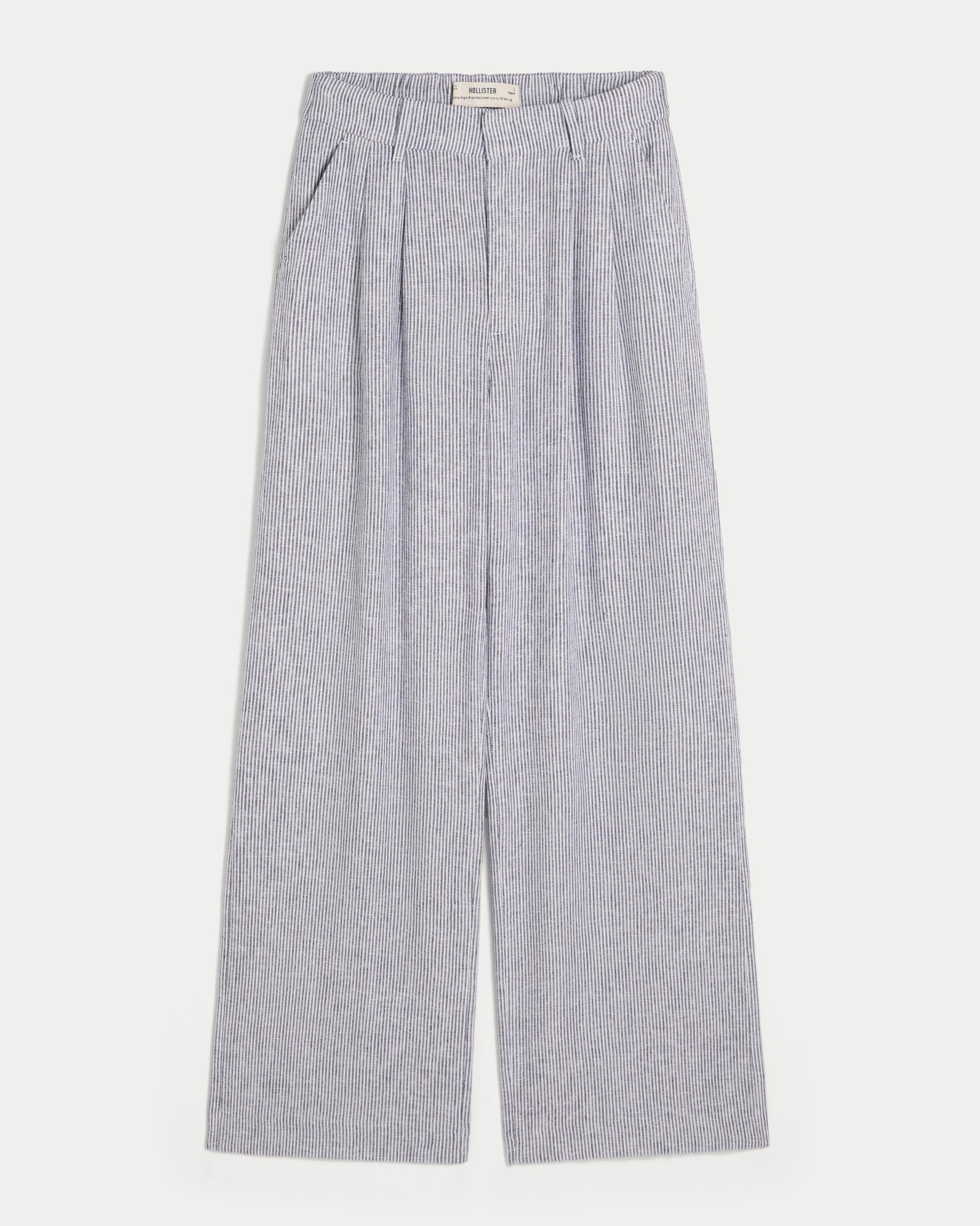Hollister Livvy Ultra High-Rise Linen-Blend Wide-Leg Pants Product Image