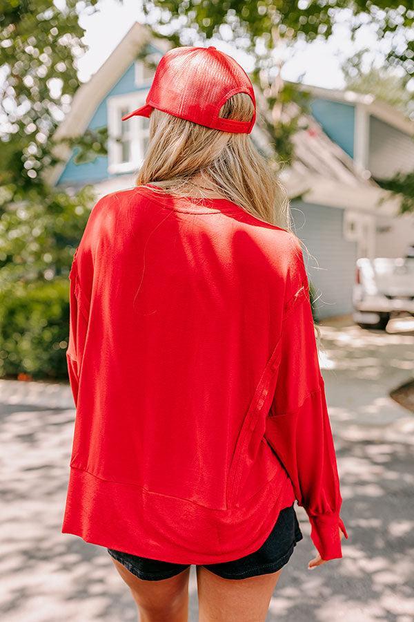 Arkansas Embroidered Long Sleeve Tee in Red Product Image