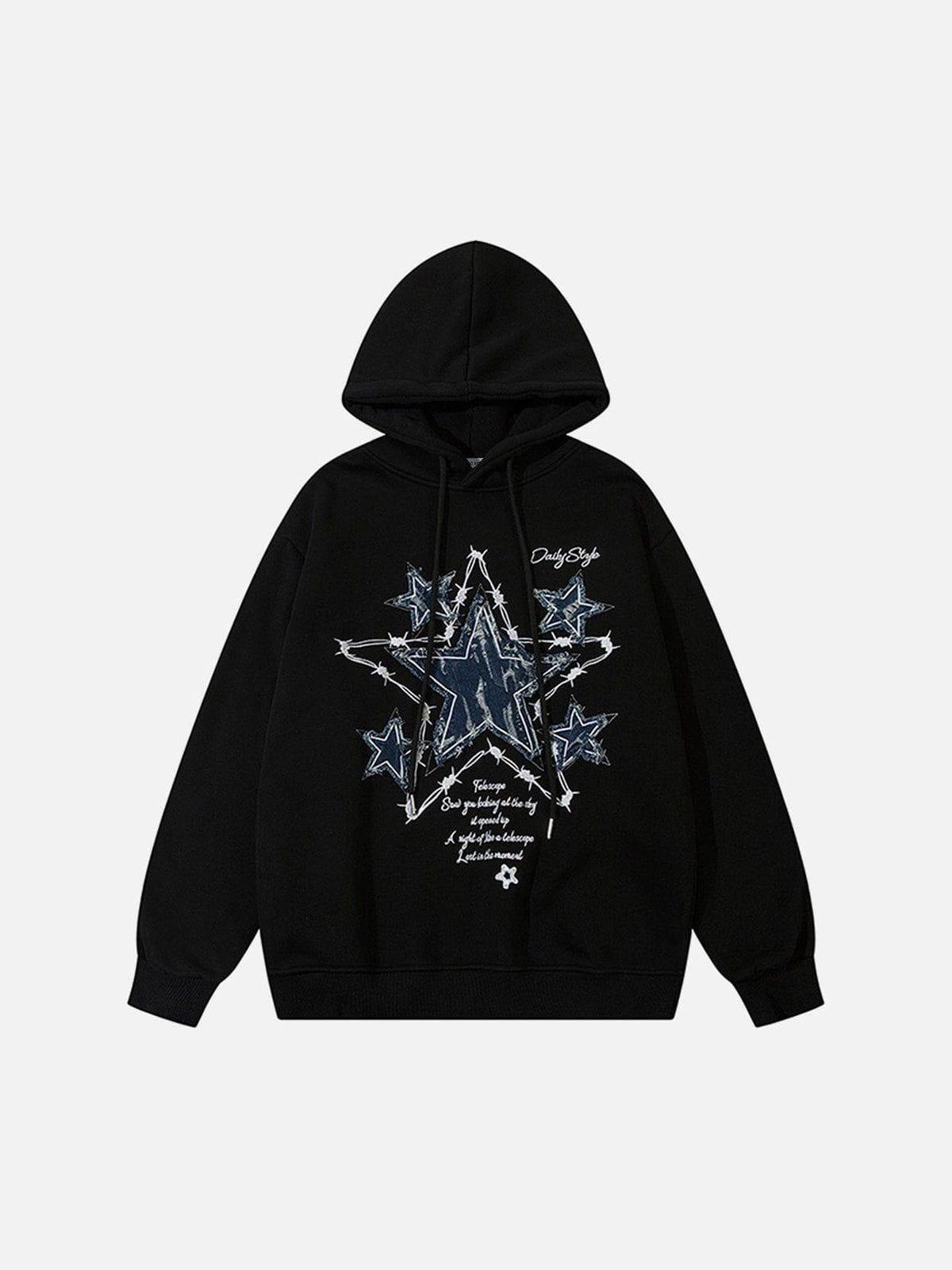 Aelfric Eden Applique Embroidery Star Hoodie Product Image