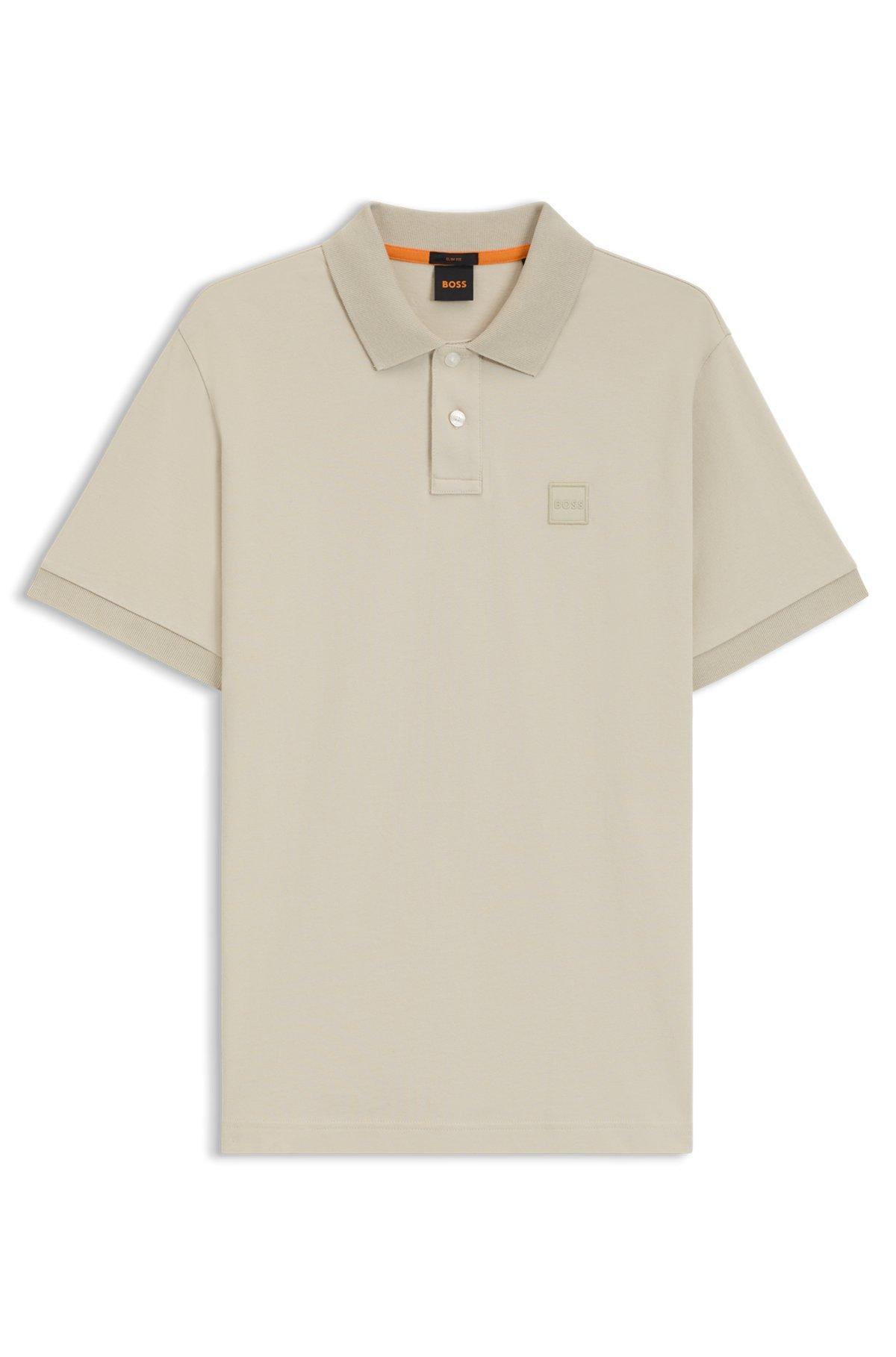 Extra-slim-fit stretch-cotton shirt with logo tape Product Image