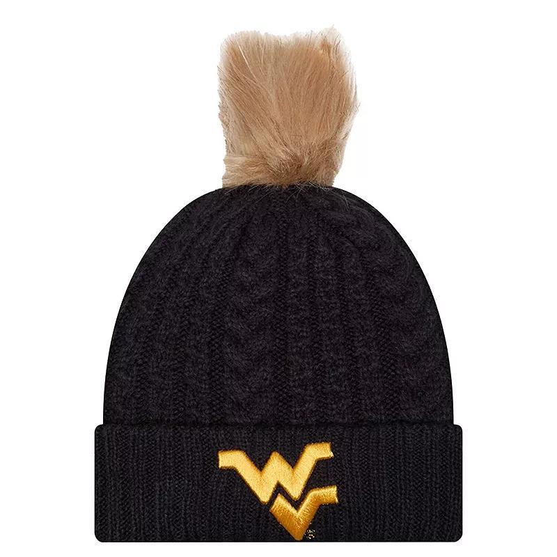 Women's New Era  Navy West Virginia Mountaineers Luxury��Cuffed Knit Hat with Pom, Blue Product Image