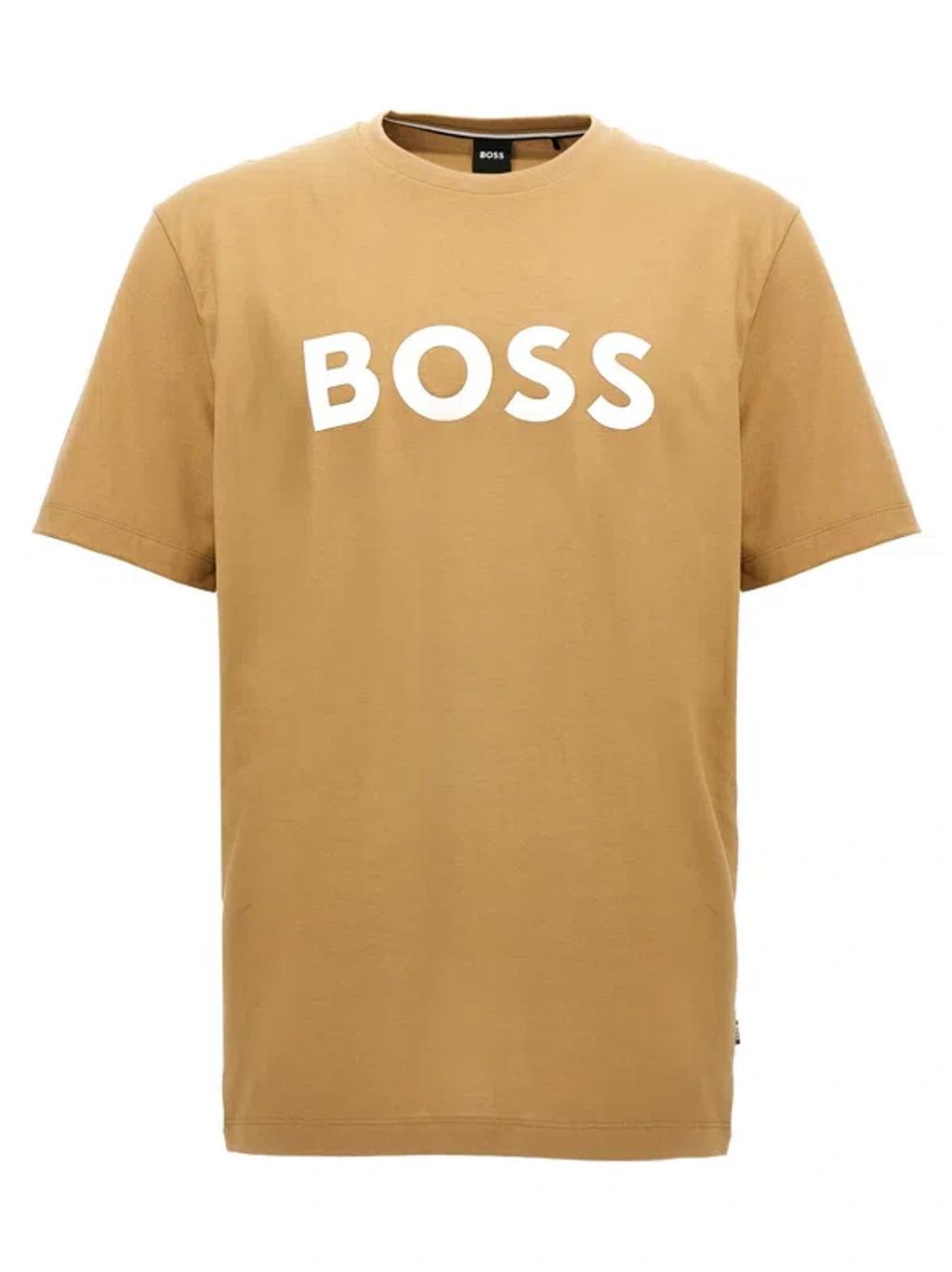 HUGO BOSS Camel Cotton T-shirt In Beige Product Image