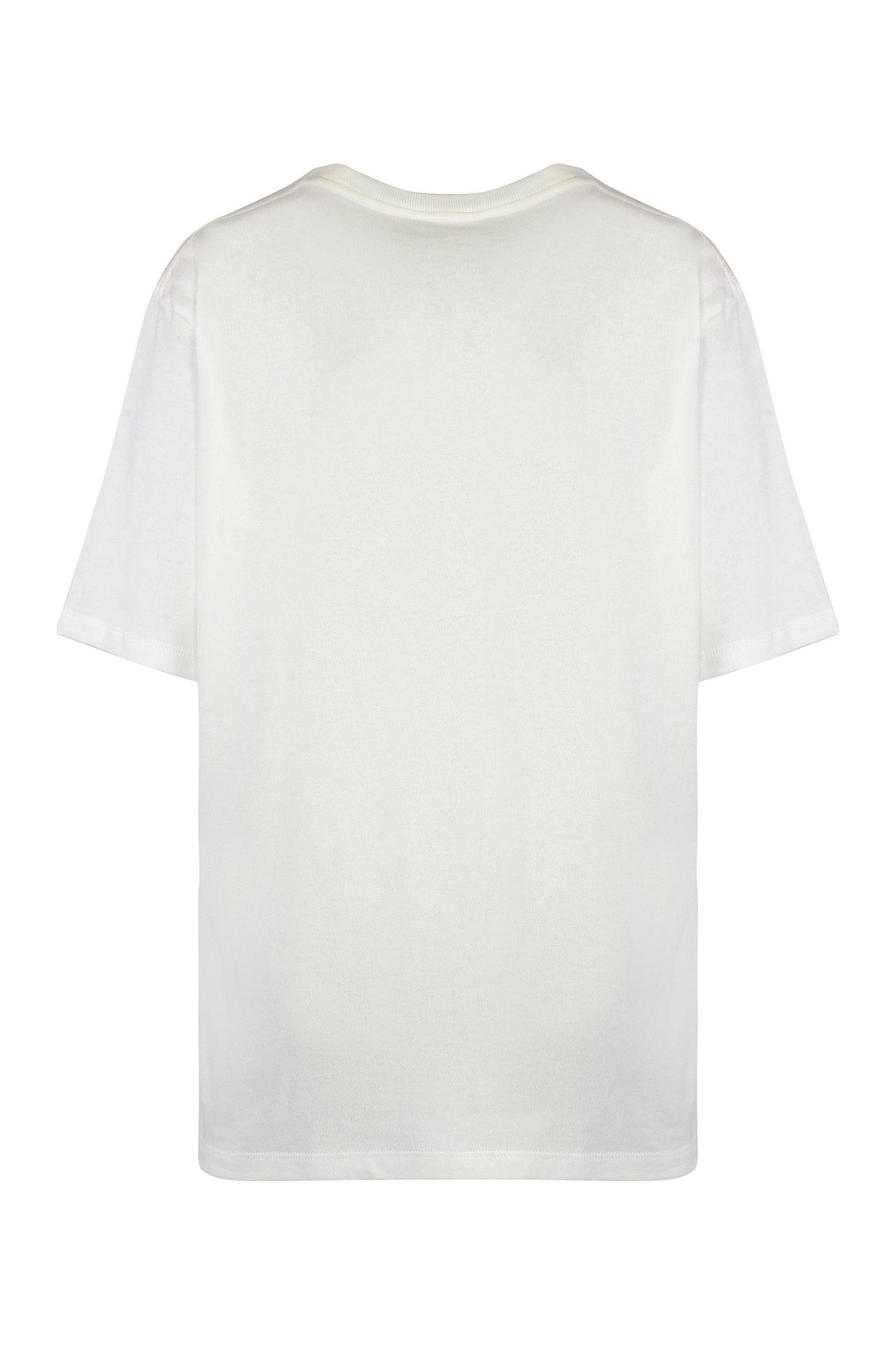 CHLOÉ White Crewneck T-shirt With Logo Print On The Front In Cotton Woman Product Image