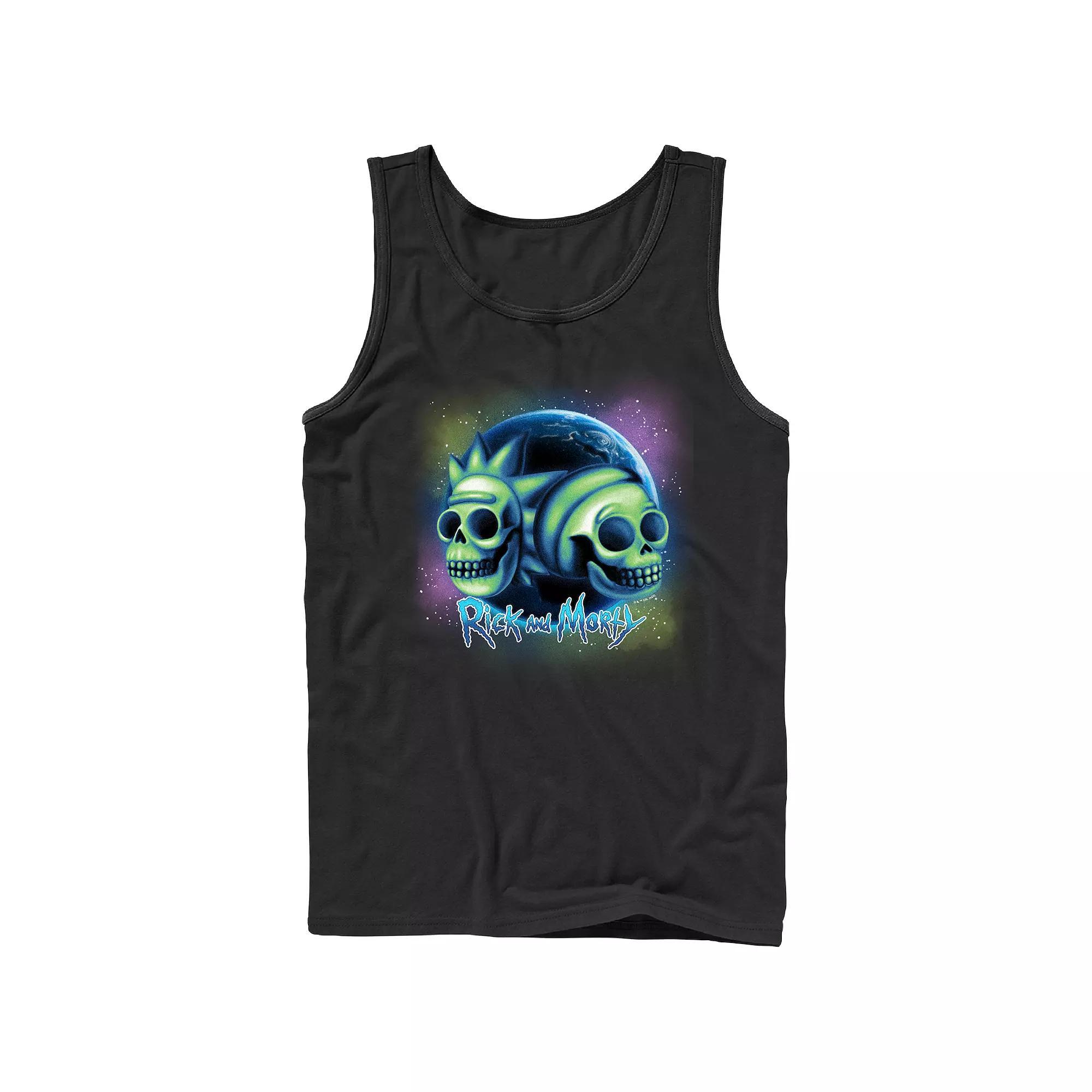 Mens Rick And Morty Space Skulls Graphic Tank Top Product Image