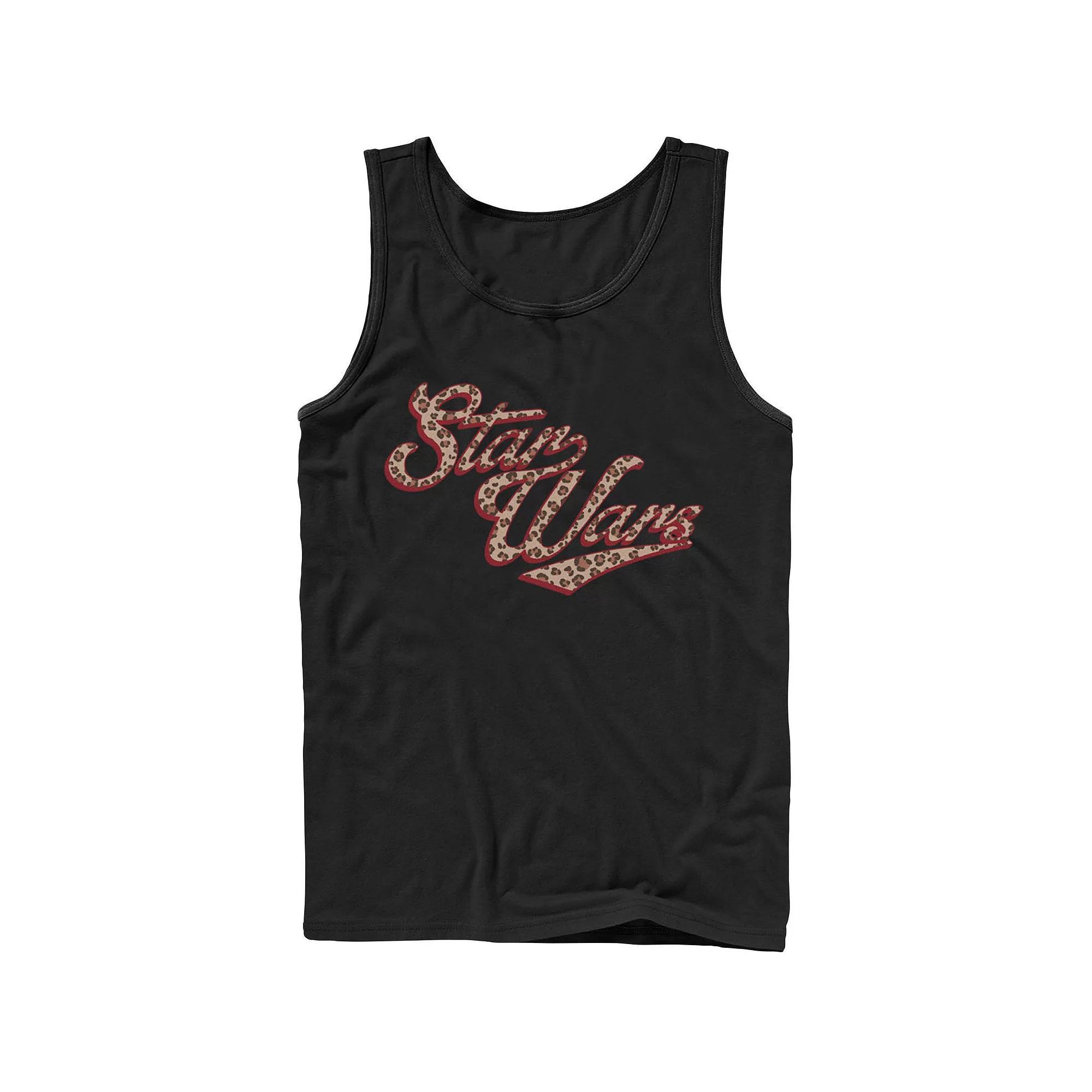 Men's Star Wars Cursive Cheetah Fill Logo Tank Top, Size: Large, Black Product Image