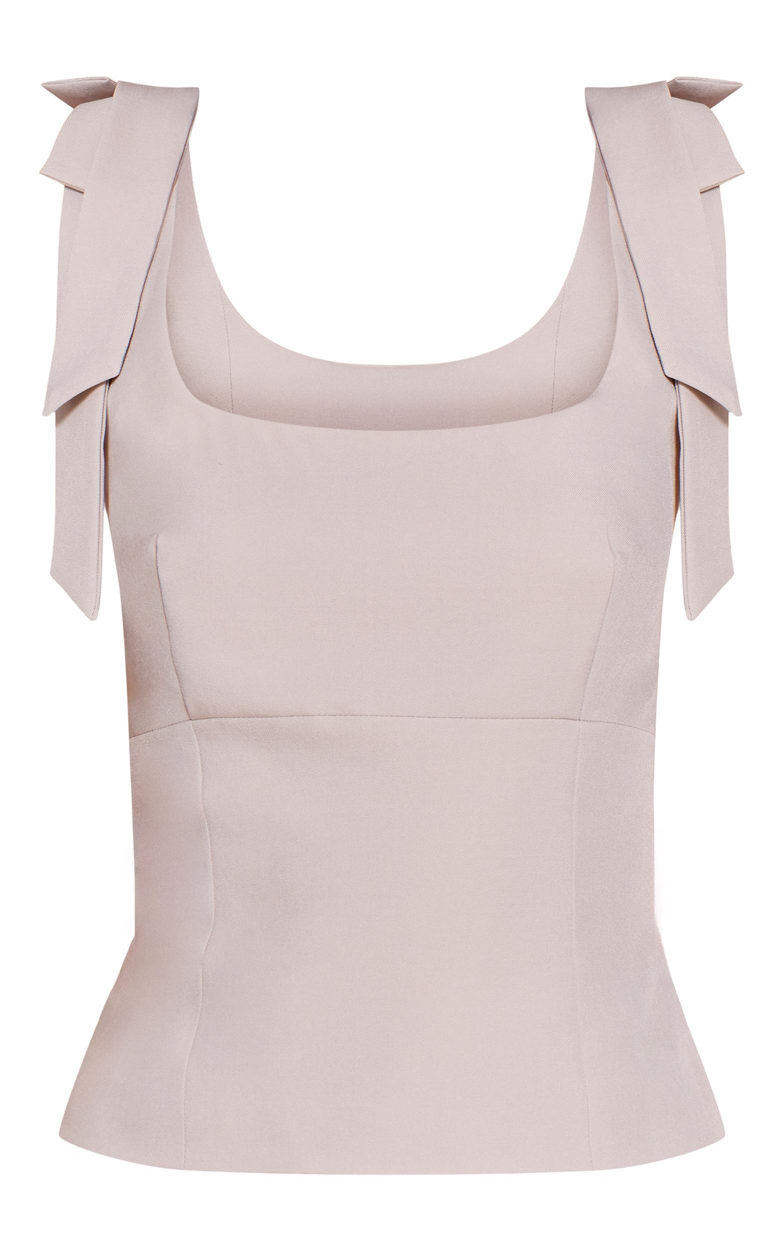 Stone Woven Bow Strap Detail Long Top Product Image