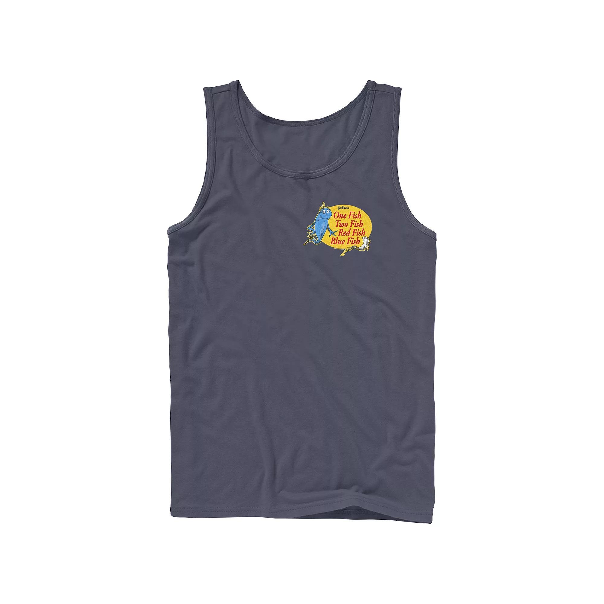 Men's Dr. Seuss One Fish Two Fish Red Fish Blue Fish Graphic Tank, Size: Small Product Image