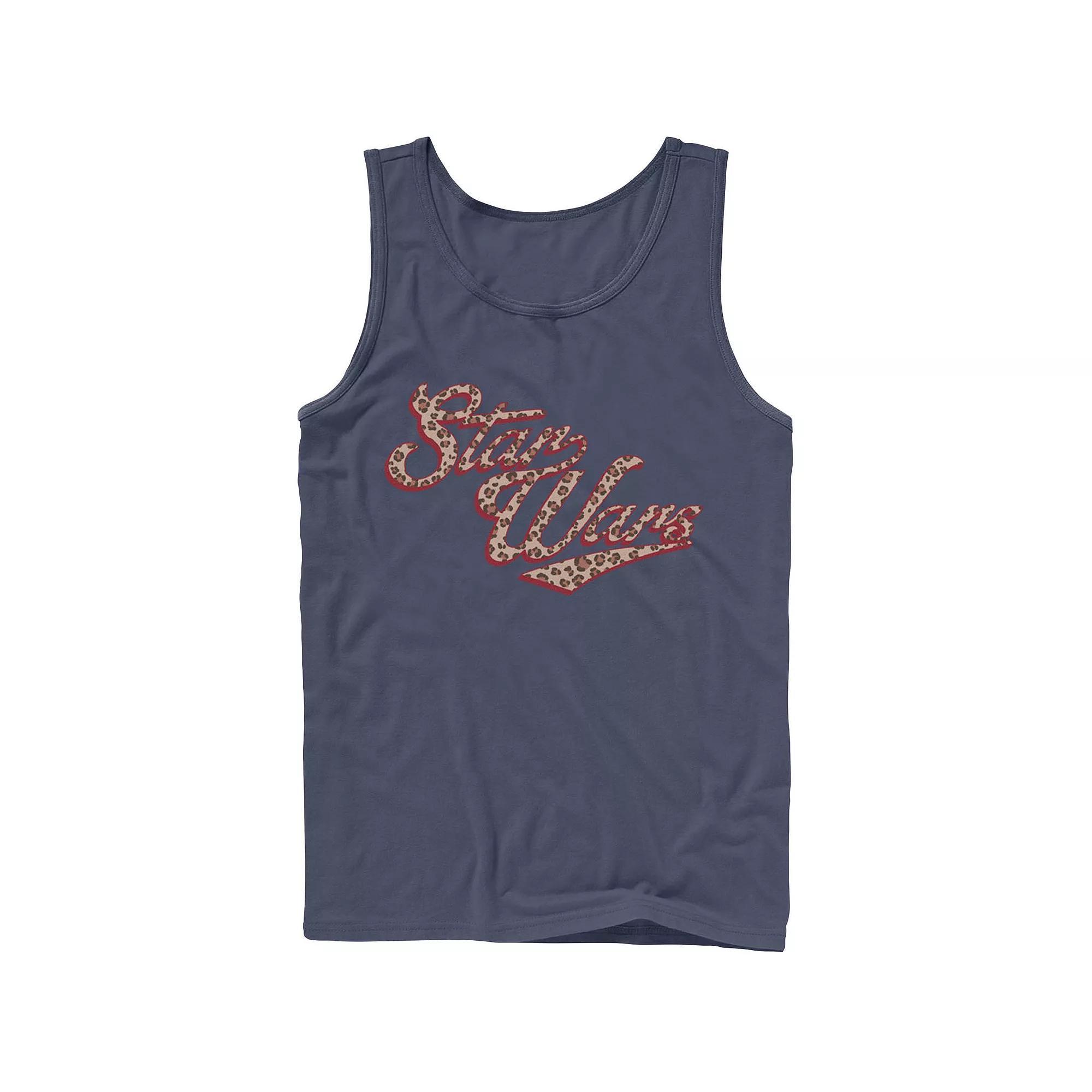Men's Star Wars Cursive Cheetah Fill Logo Tank Top, Size: Large, Black Product Image
