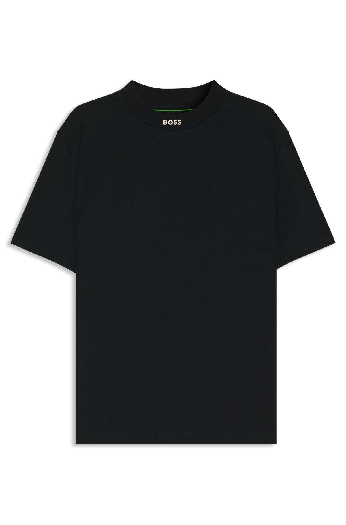 Relaxed-fit T-shirt in stretch cotton with logo collar Product Image