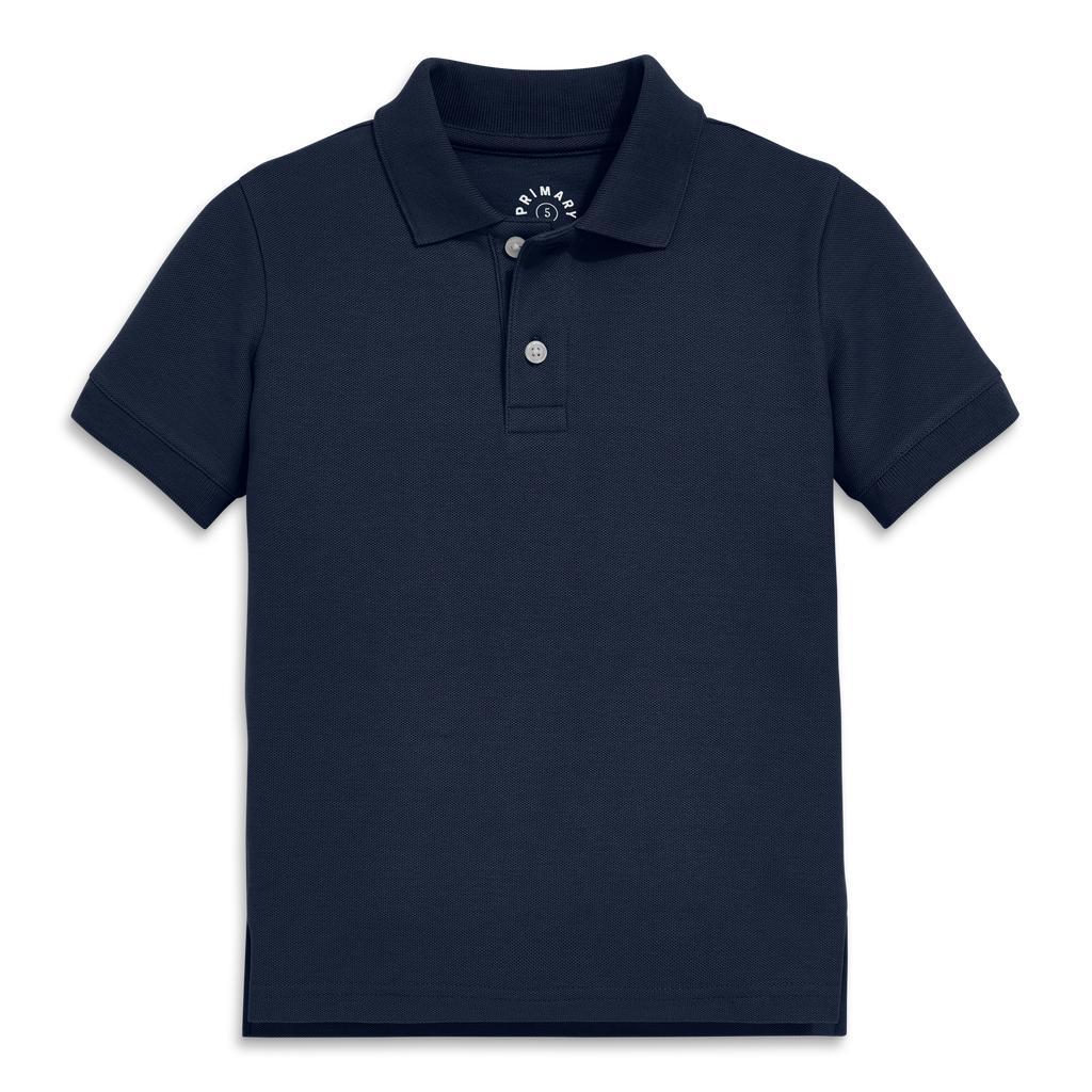 Primary Kids Short Sleeve Pique Polo in Dark Navy at Nordstrom, Size 5 Product Image