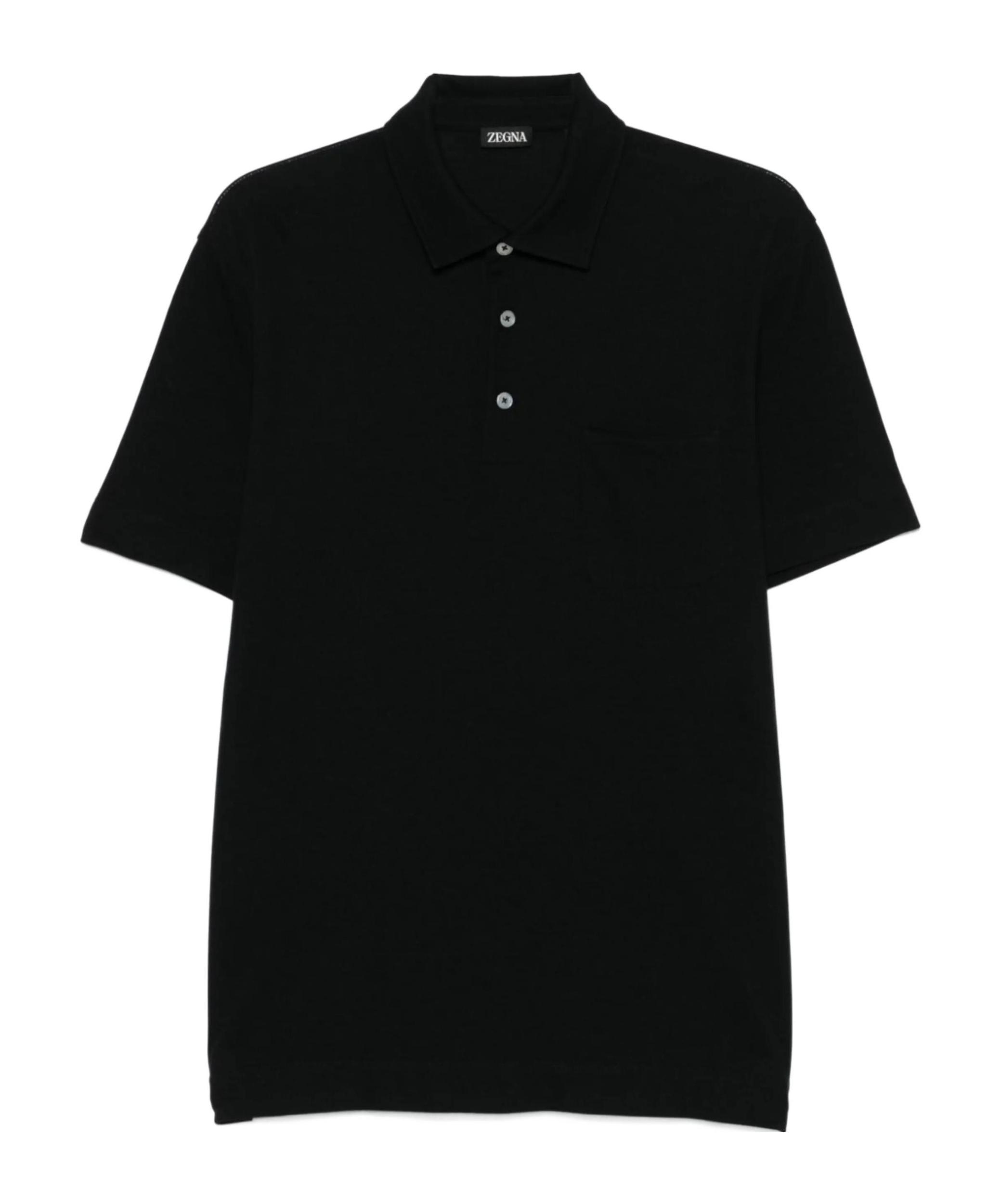 ZEGNA Cotton Polo Shirt In Black Product Image