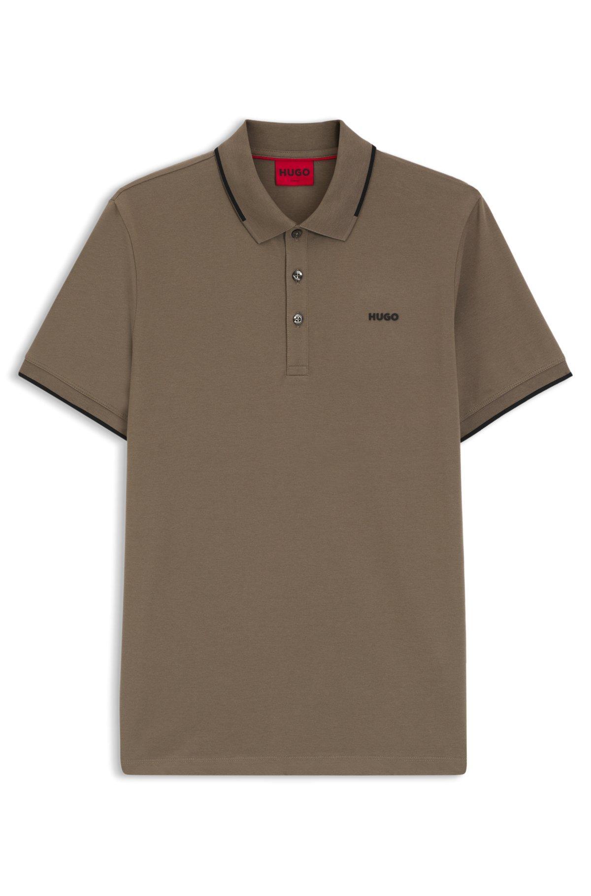 Stretch-cotton slim-fit polo shirt with printed logo Product Image