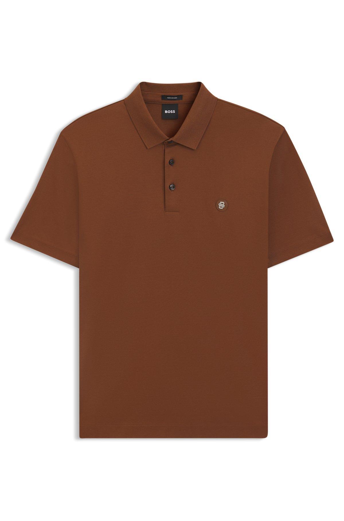 Mercerized-cotton polo shirt with double monogram Product Image