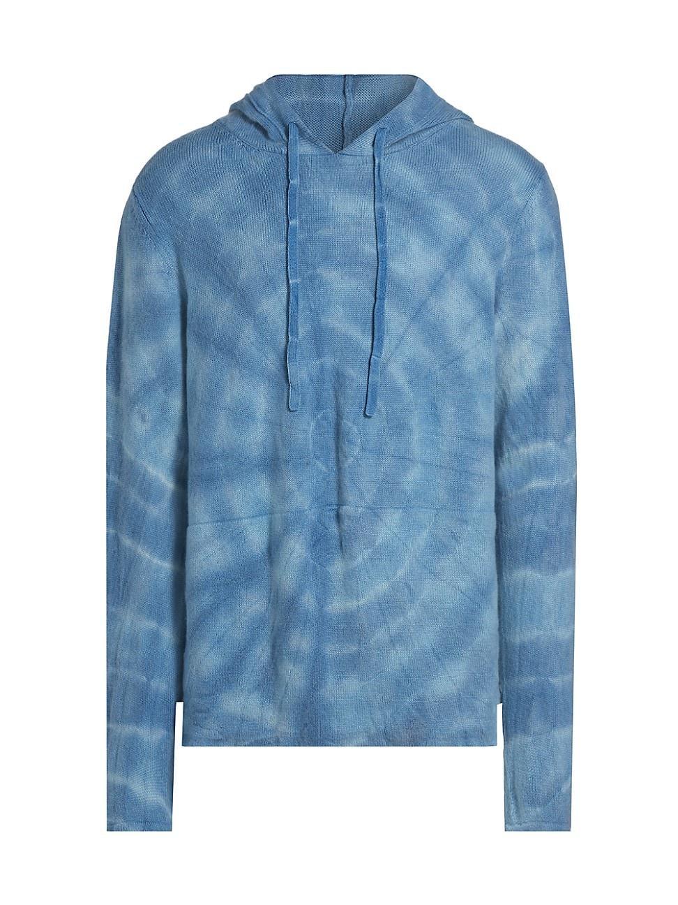 Mens Circles Of Blue Tie-Dye Cashmere Hoodie Product Image