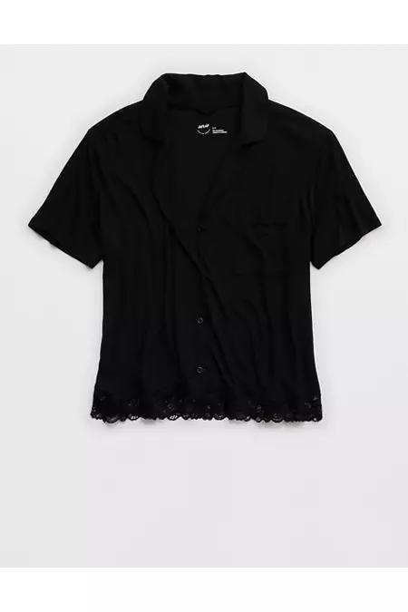 Aerie Real SoftÂ® Ribbed Pajama Shirt Women's Product Image
