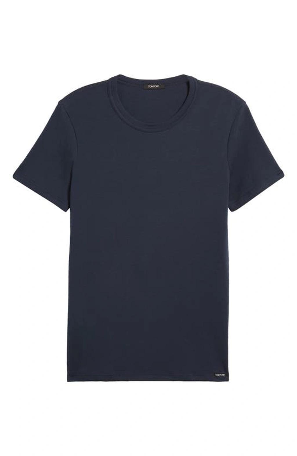TOM FORD Cotton Jersey Crewneck T-shirt In Blue Product Image