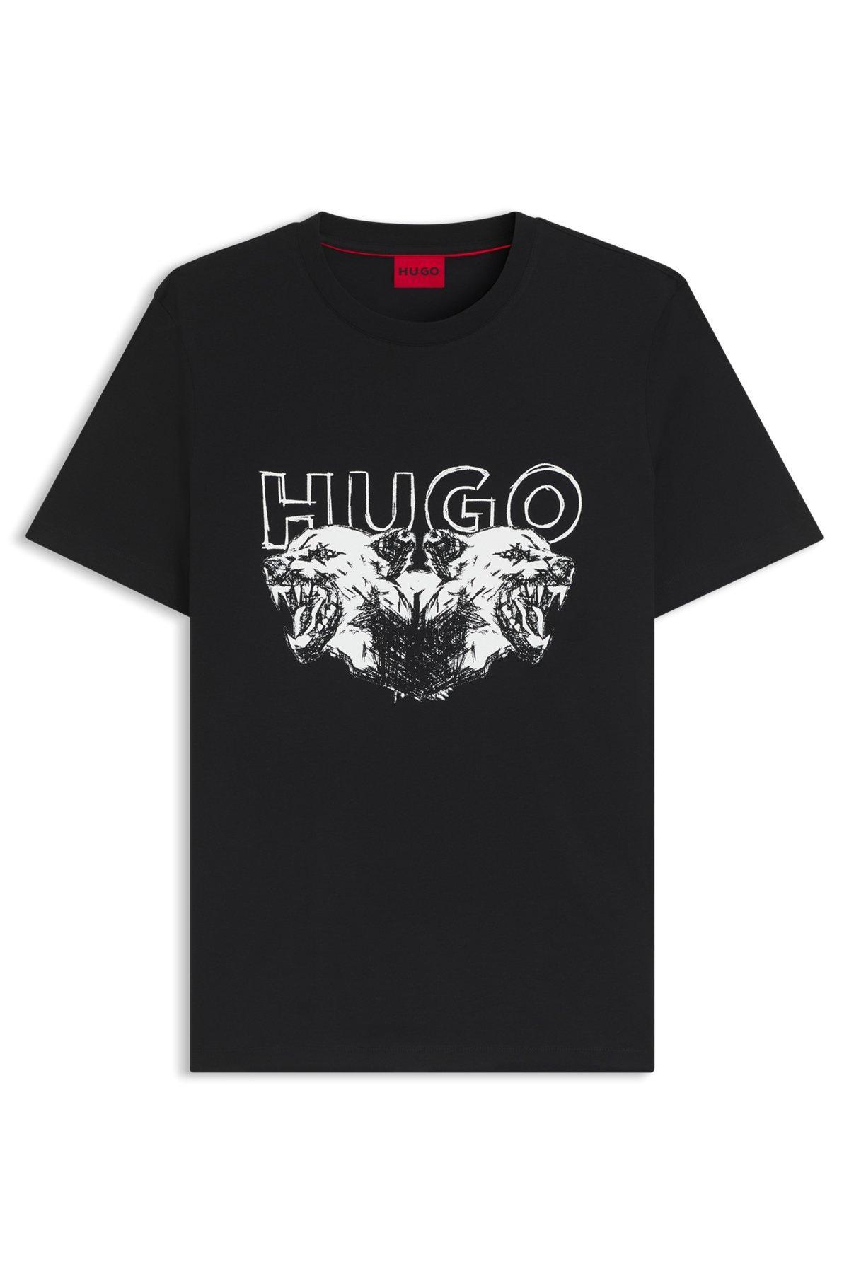 Cotton-jersey T-shirt with logo and animal graphic Product Image