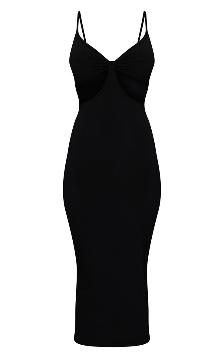Black Strappy Cut Out Detail Slinky Midi Dress Product Image