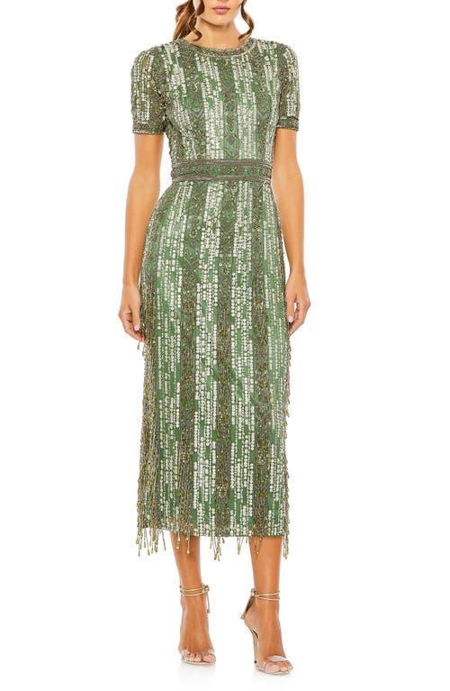 Womens Cocktail Geometric Beaded Midi-Dress Product Image