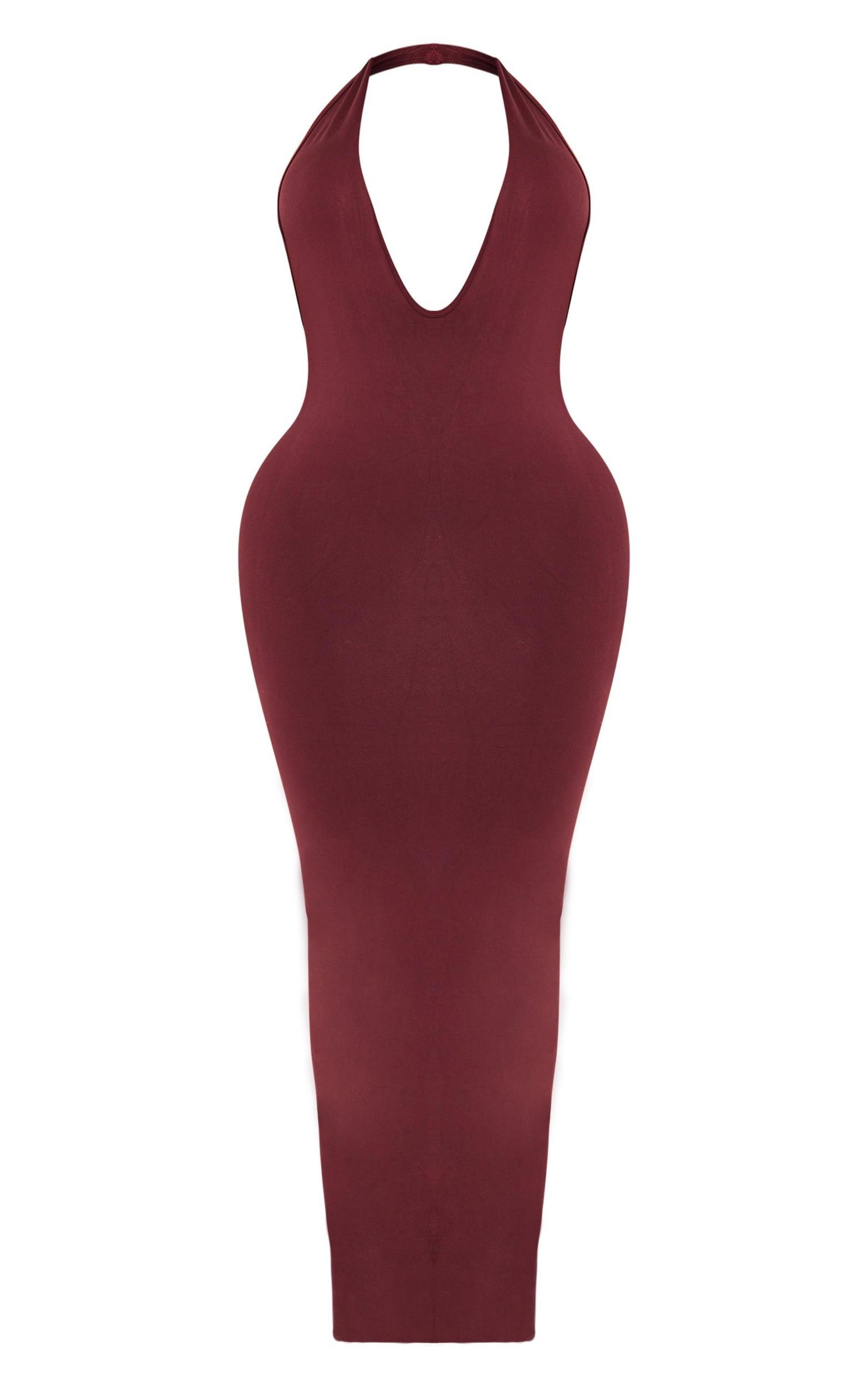 Shape Burgundy Halter Neck Dress Product Image