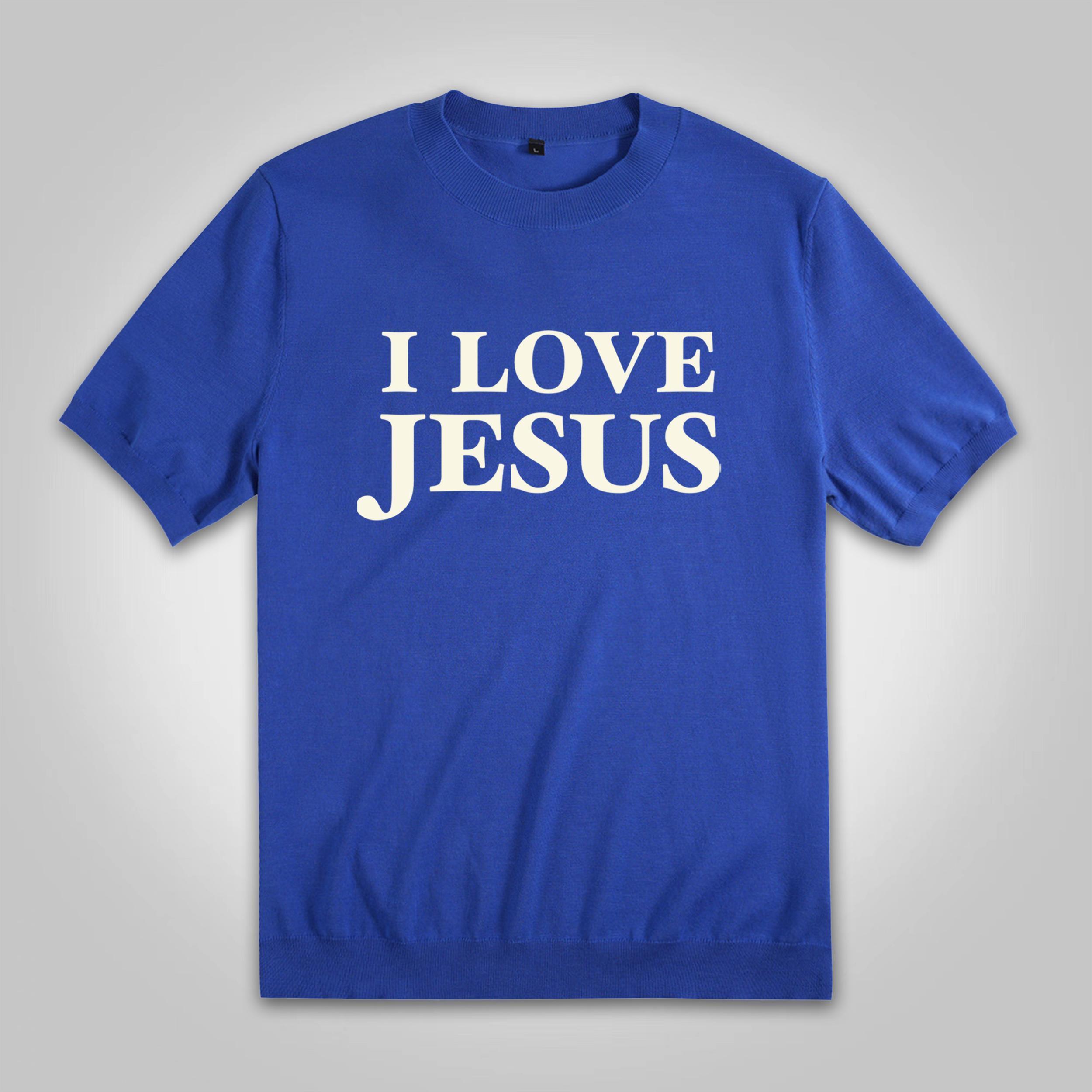 Sopula I Love Jesus. Jesus Loves The World Print Cotton Knitted T-shirt Product Image