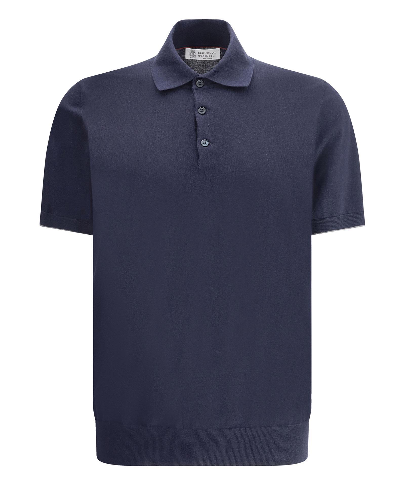 BRUNELLO CUCINELLI Knitted Polo Shirt In Blue Product Image