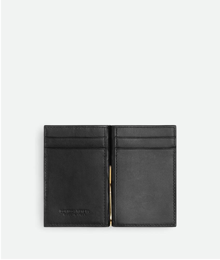 Women's Intrecciato Flap Card Case With Bill Clip in Black Product Image