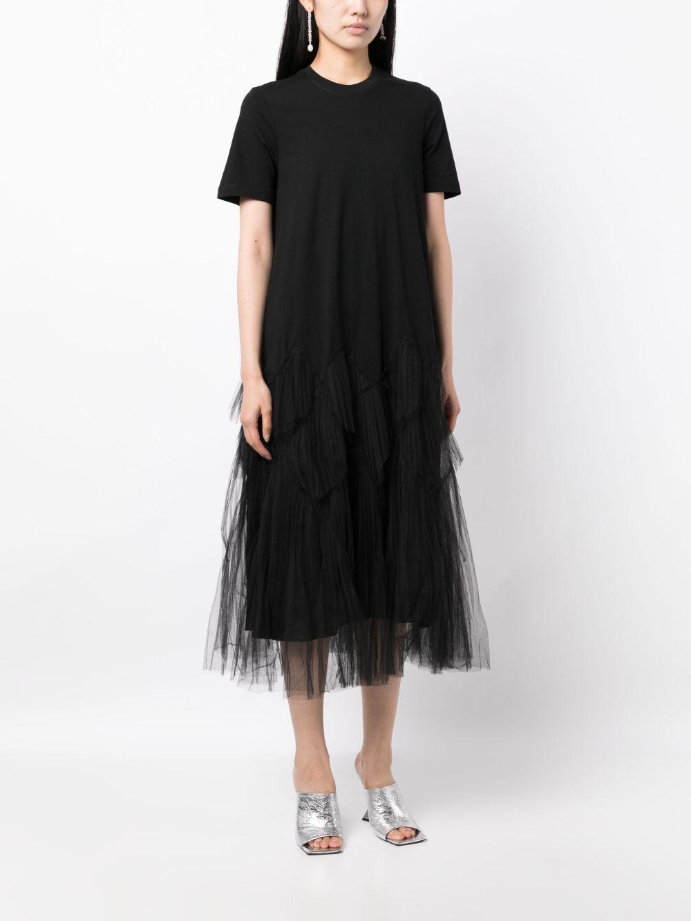 tulle-panel cotton midi dress Product Image